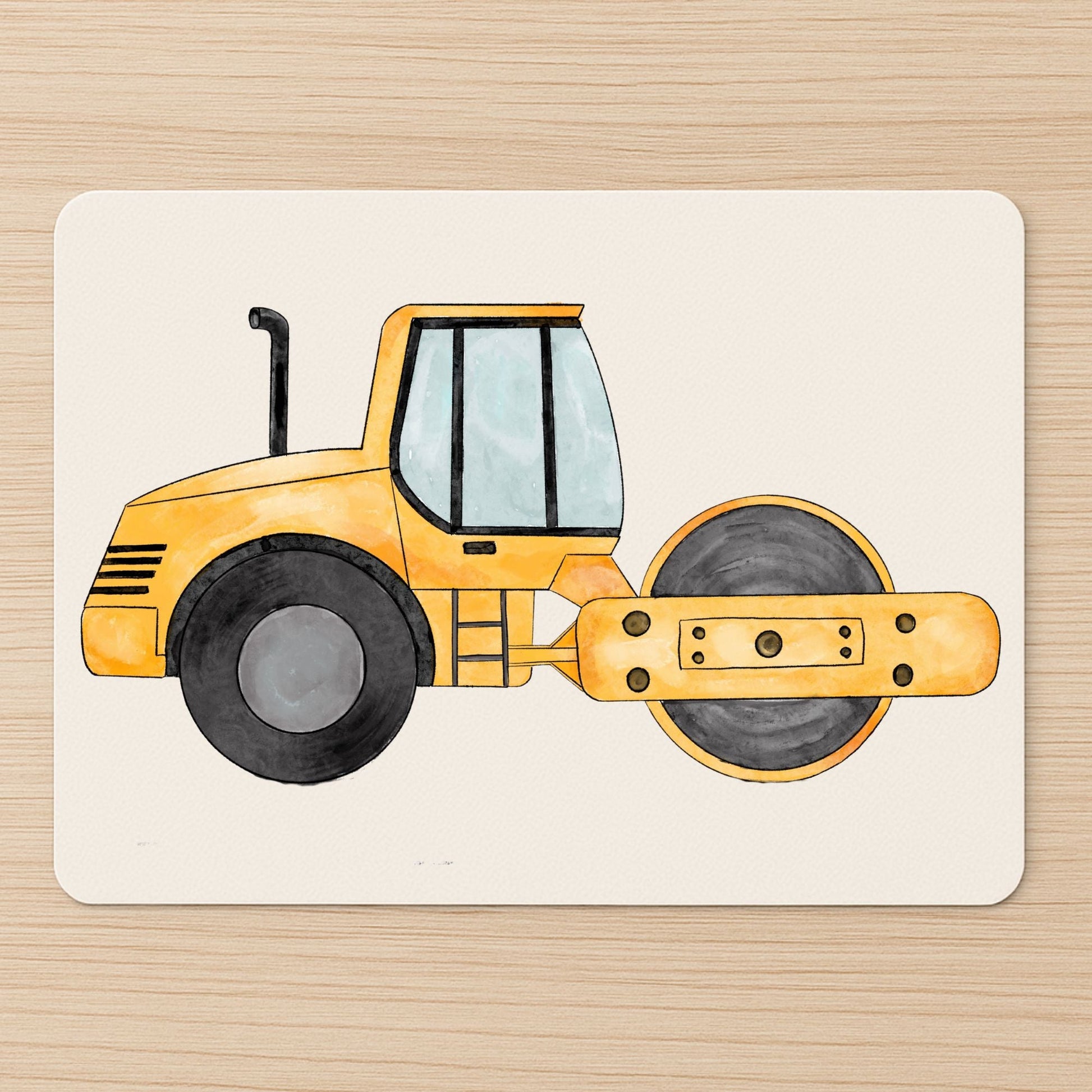Yellow Road Roller Mousepad - MerikaArt