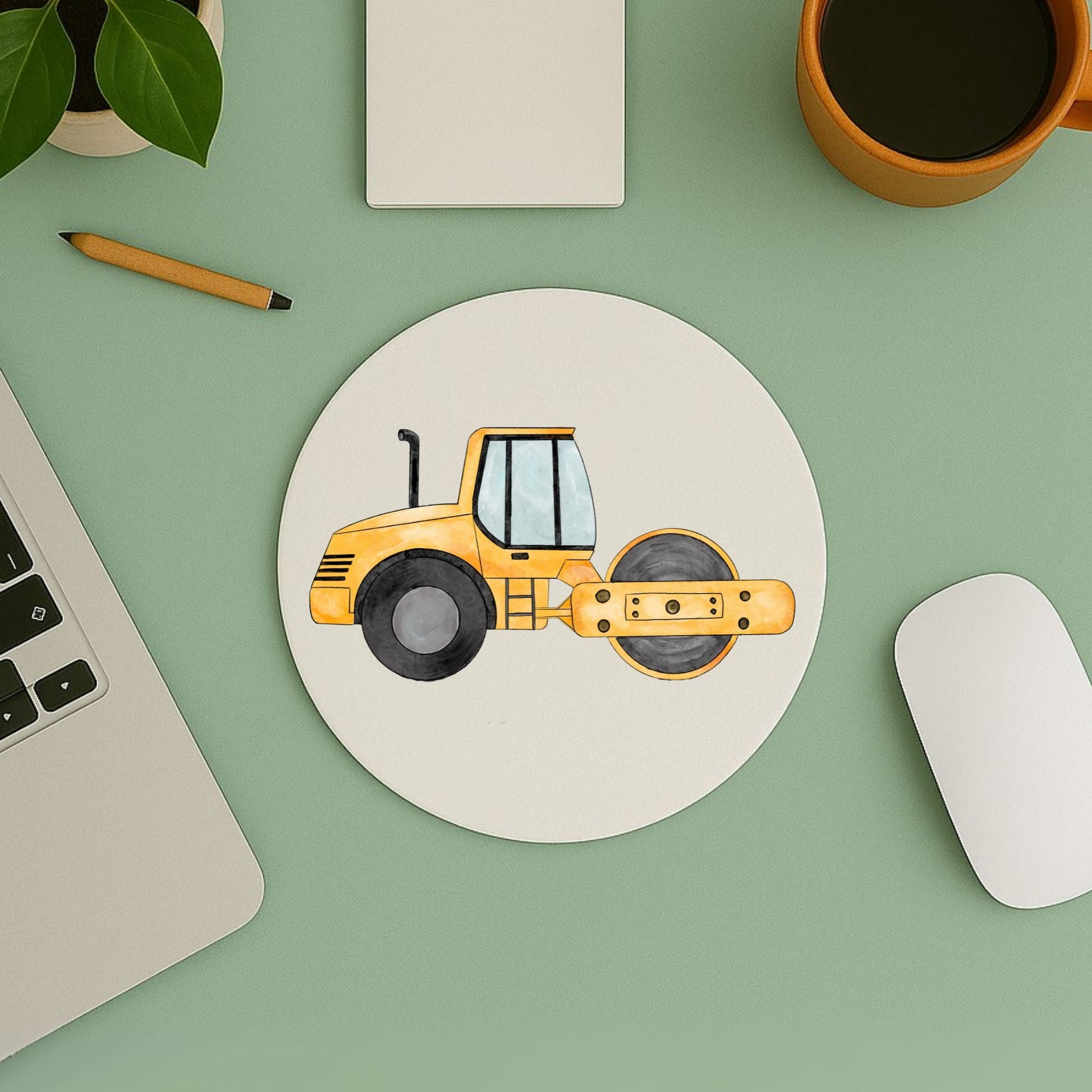 Yellow Road Roller Mousepad - MerikaArt
