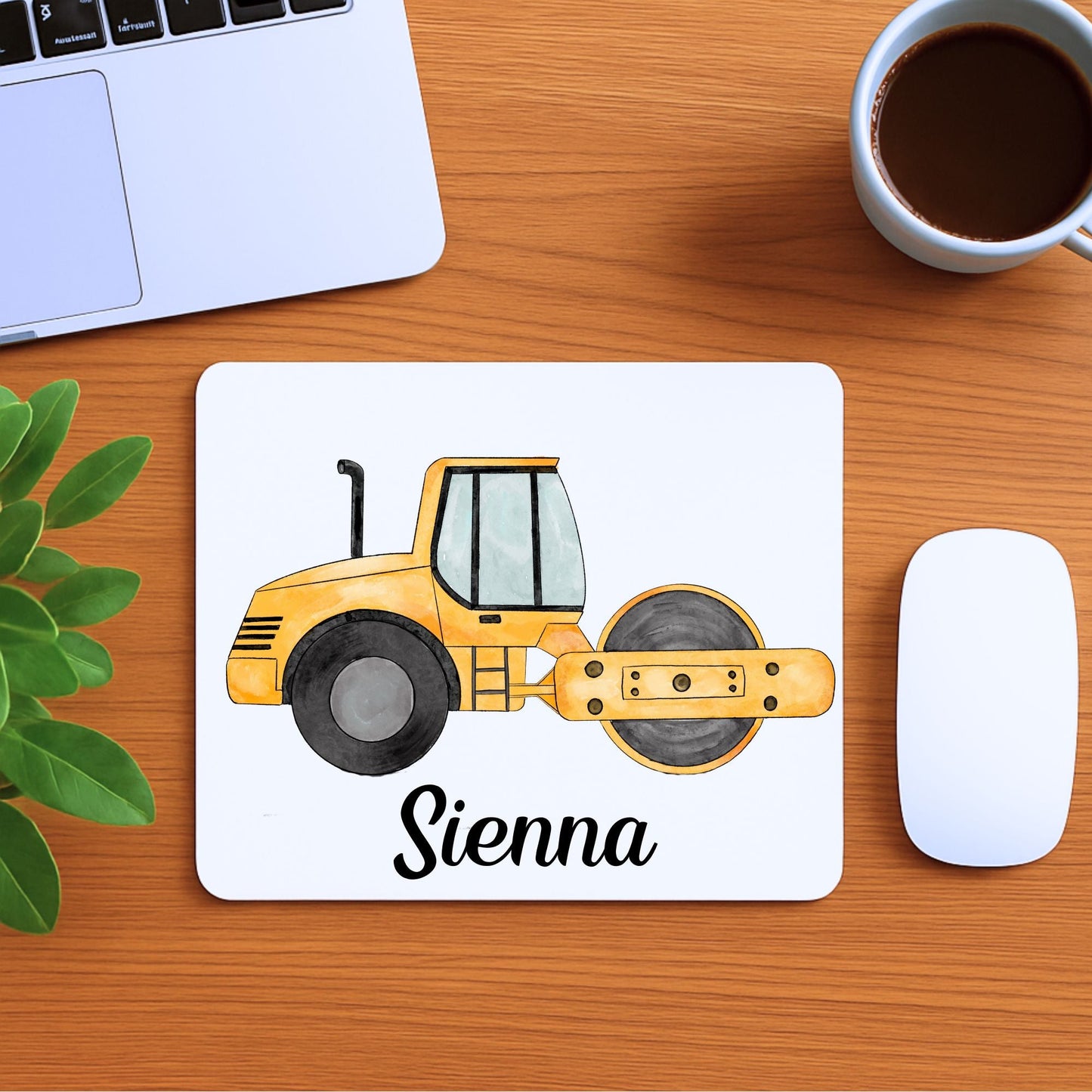 Yellow Road Roller Mousepad - MerikaArt