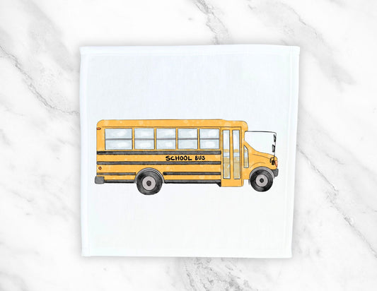 Yellow School Bus Washcloth - MerikaArt