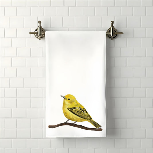 Yellow Warbler Bathroom Towel - MerikaArt