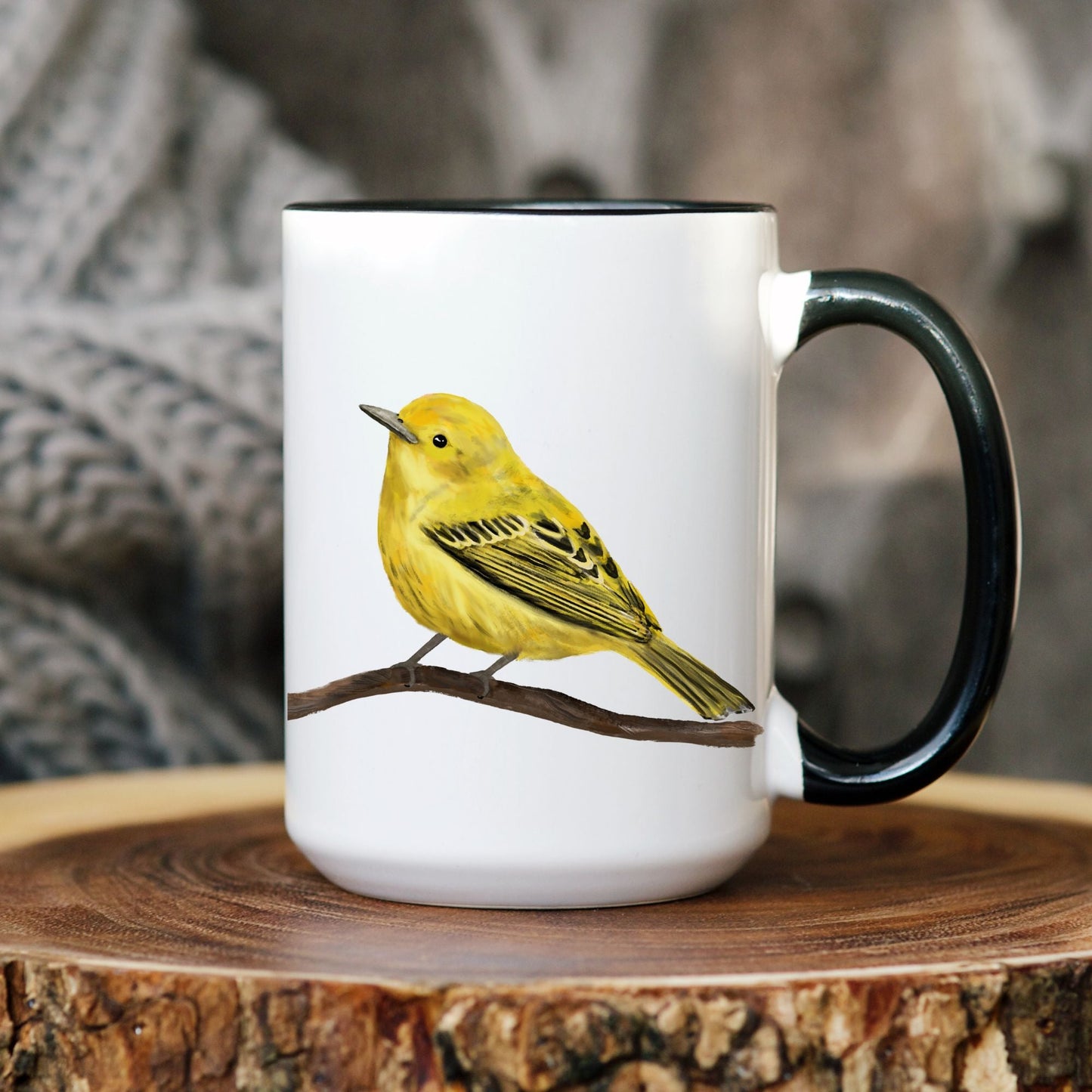 Yellow Warbler Bird Ceramic Coffee Mug - MerikaArt