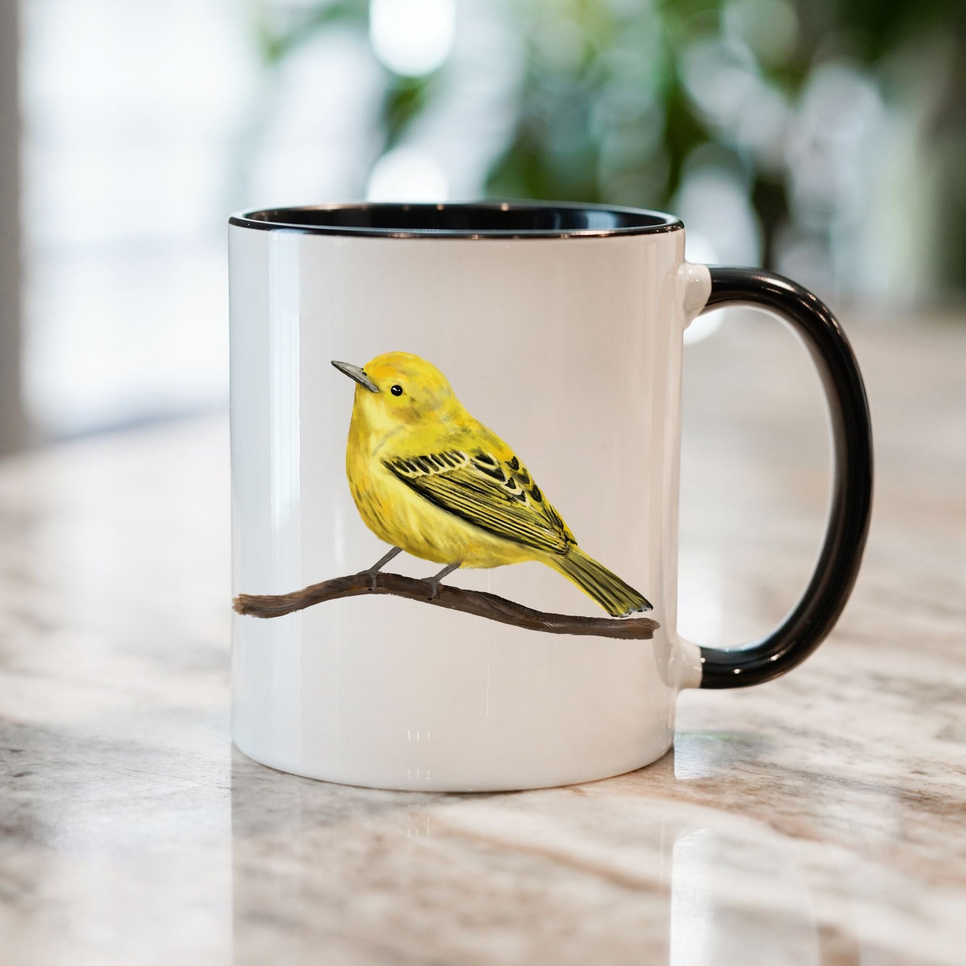 Yellow Warbler Bird Ceramic Coffee Mug - MerikaArt