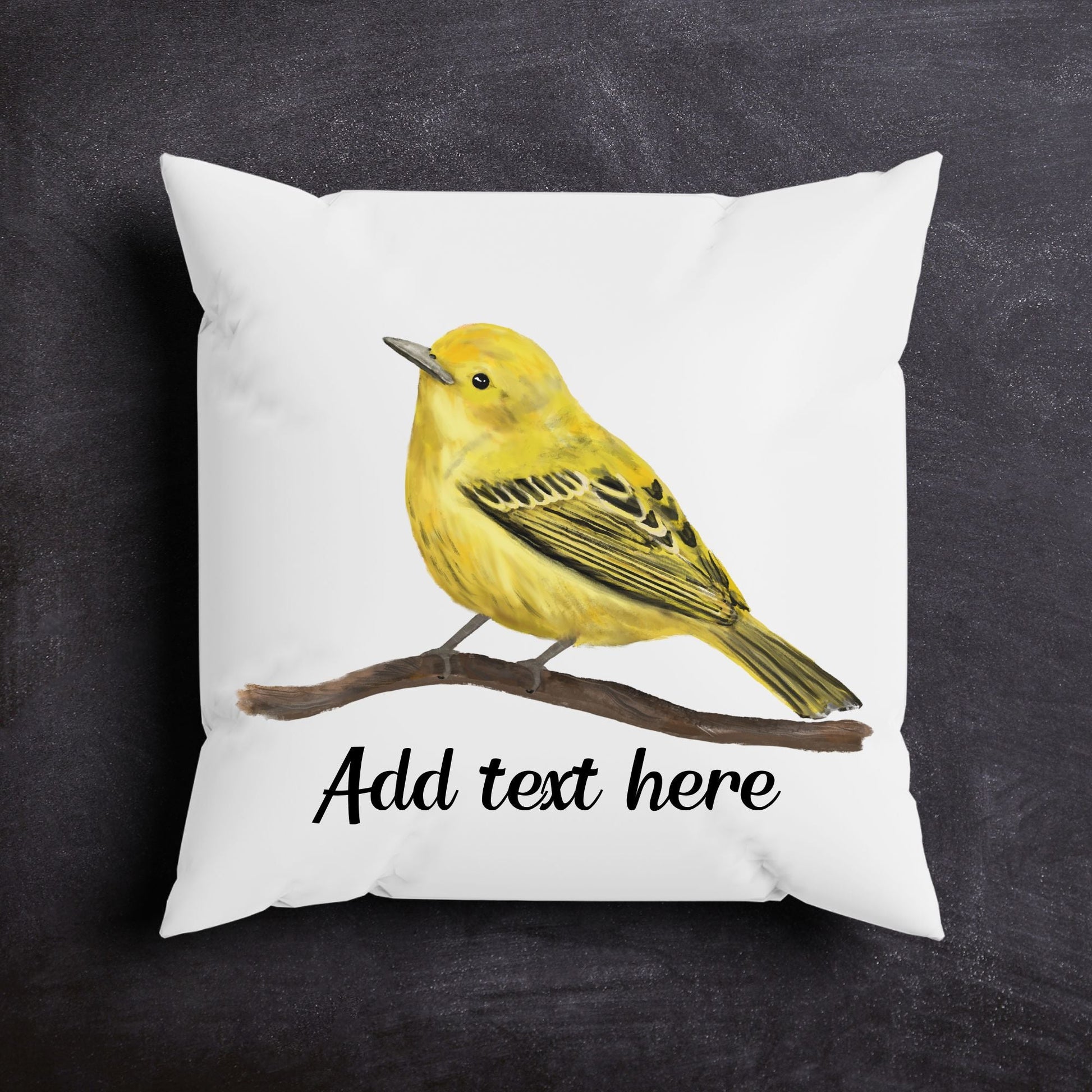 Yellow Warbler Bird Pillow - MerikaArt