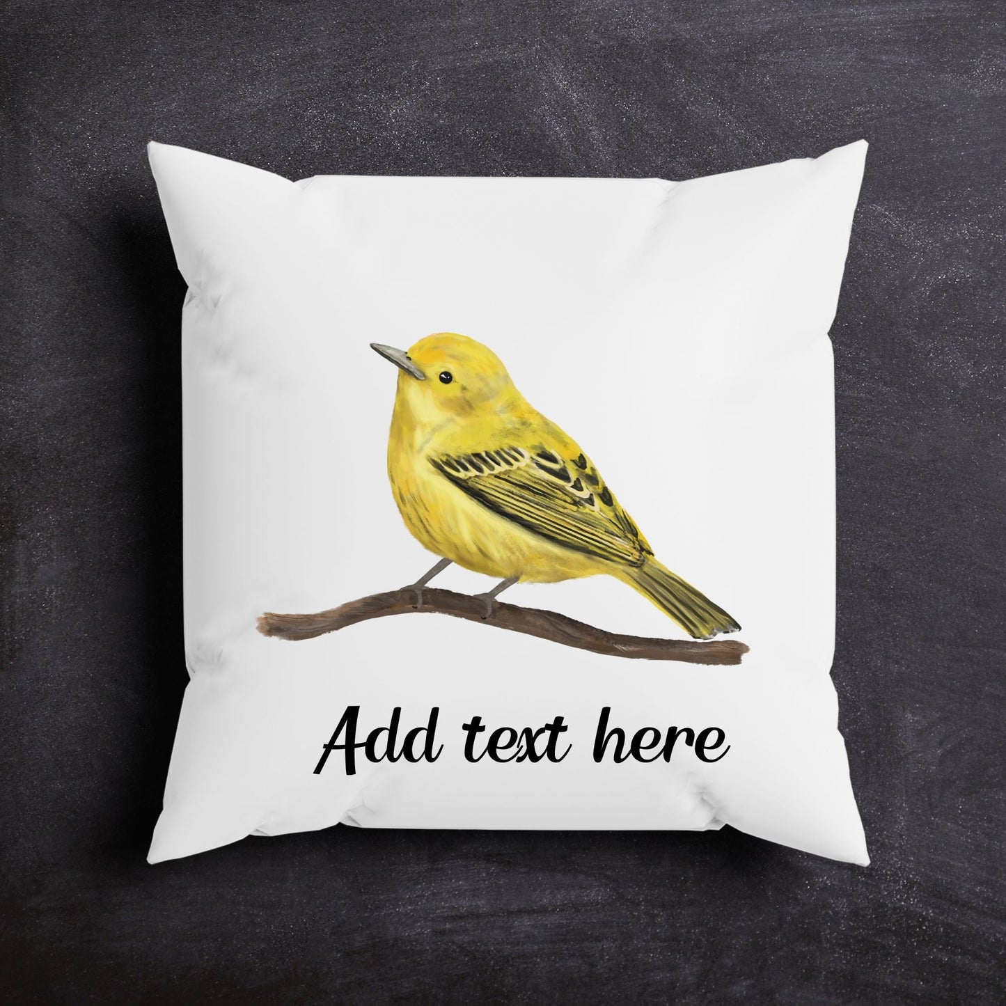 Yellow Warbler Bird Pillow - MerikaArt