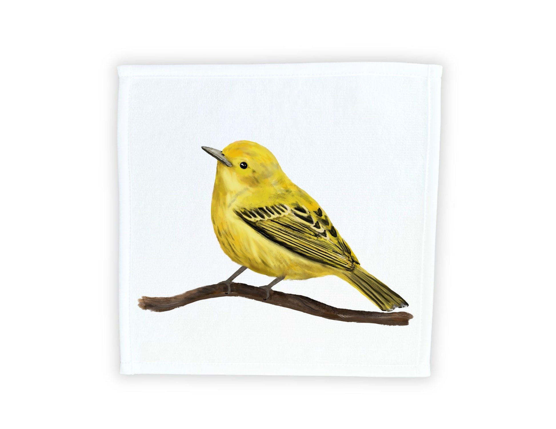 Yellow Warbler Bird Washcloth - MerikaArt