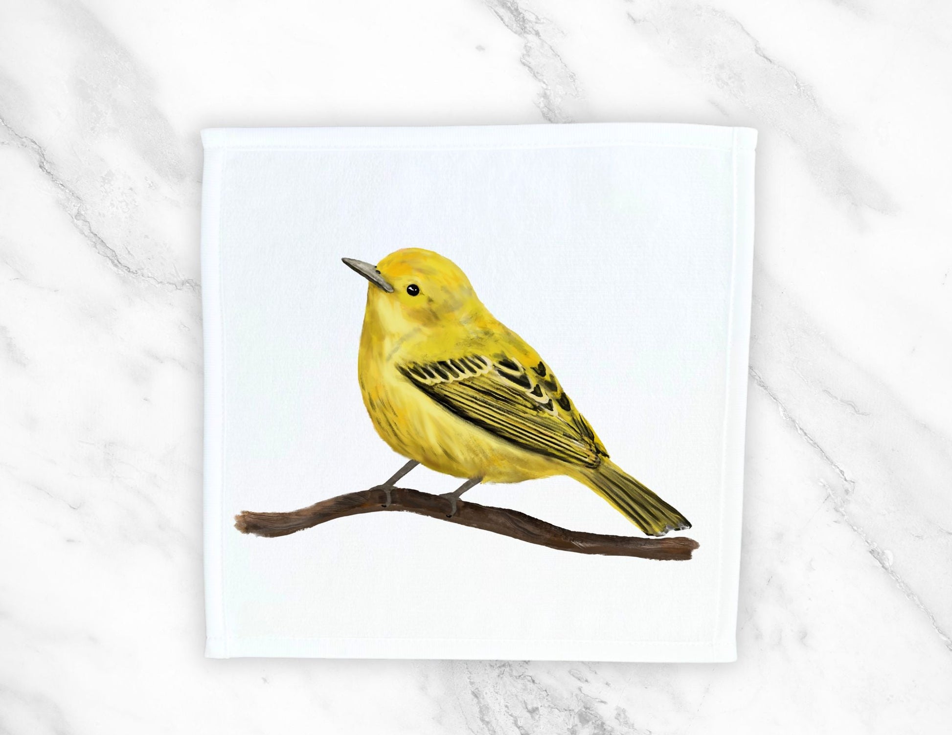 Yellow Warbler Bird Washcloth - MerikaArt