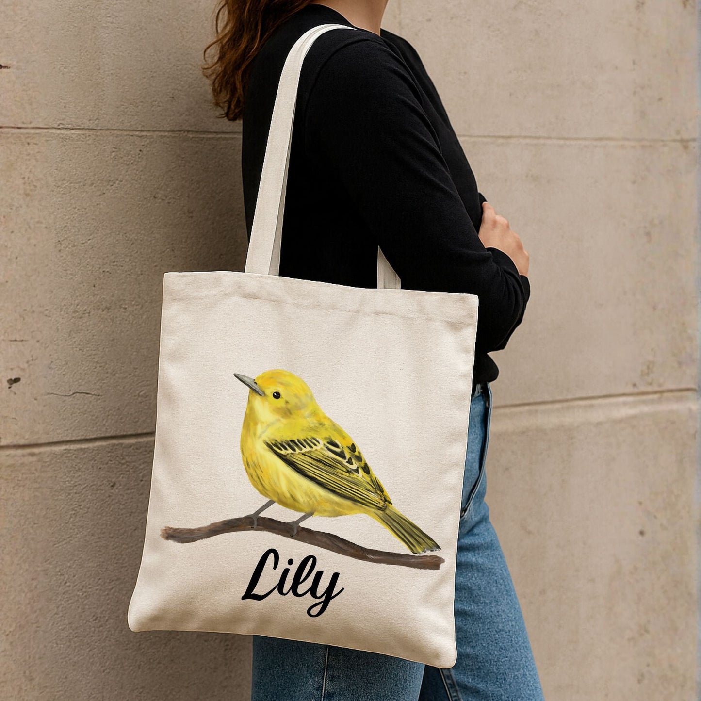 Yellow Warbler Canvas Tote Bag - MerikaArt