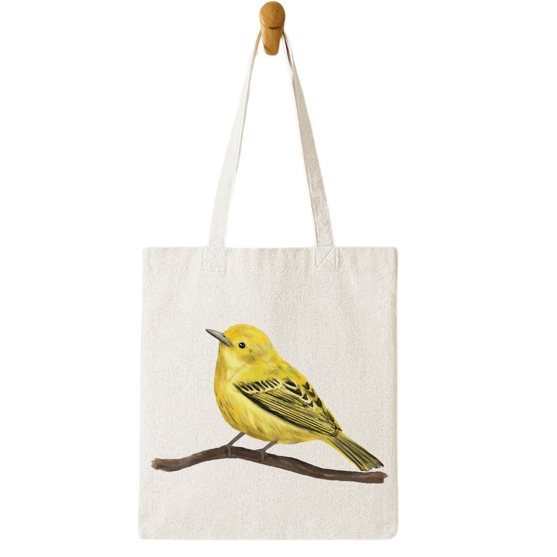 Yellow Warbler Canvas Tote Bag - MerikaArt