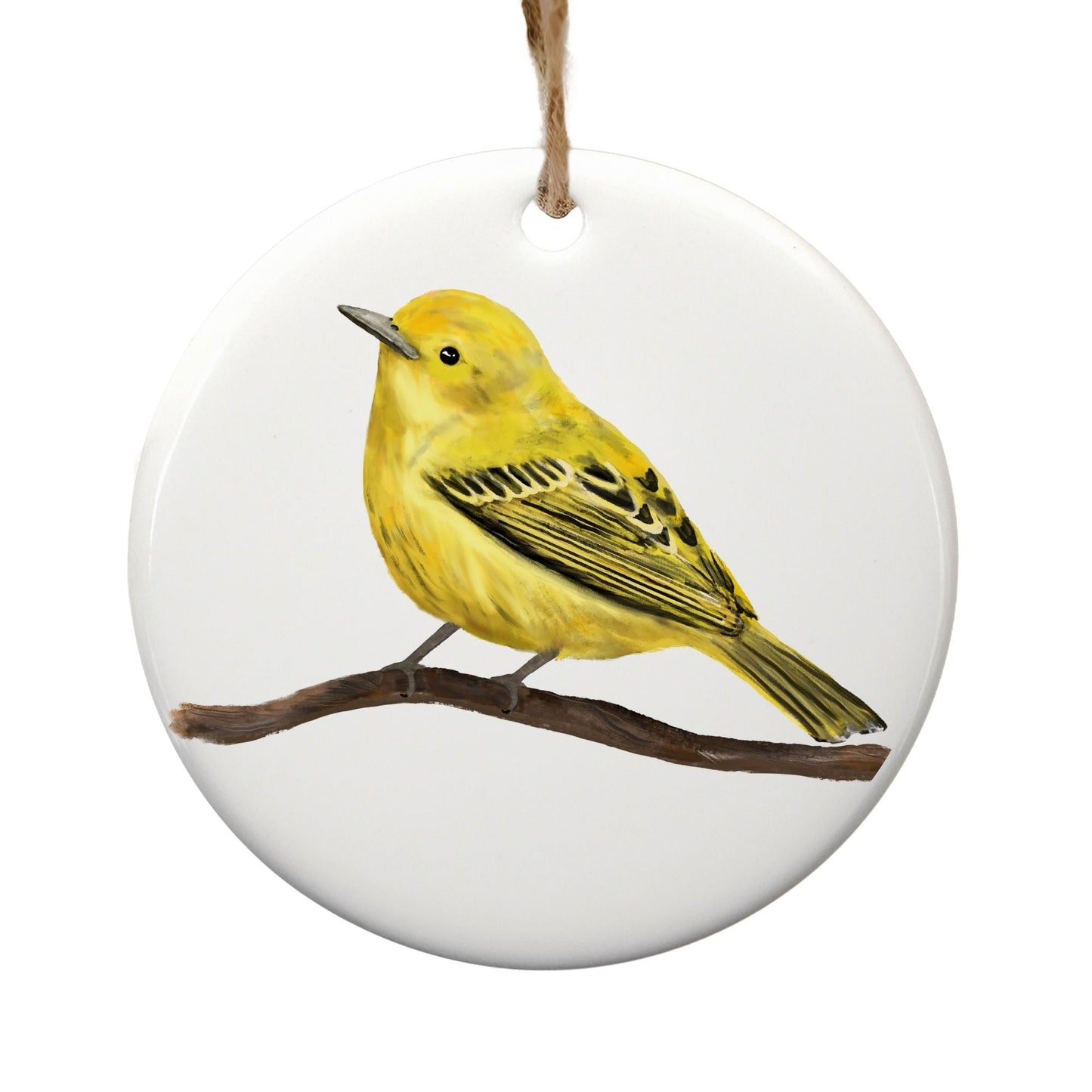 Yellow Warbler Ceramic Ornament - MerikaArt