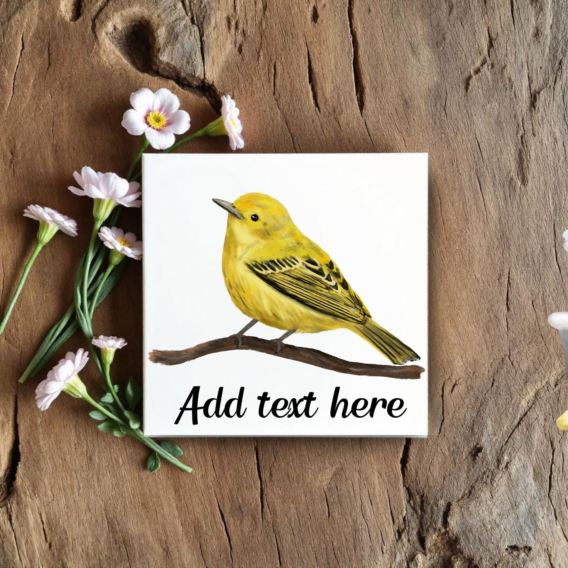 Yellow Warbler Ceramic Tile - MerikaArt