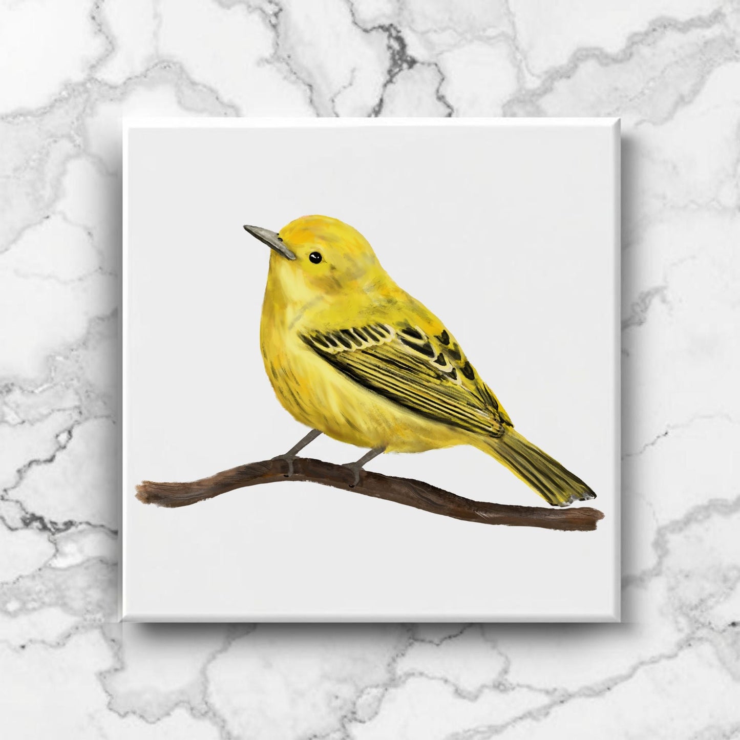 Yellow Warbler Ceramic Tile - MerikaArt