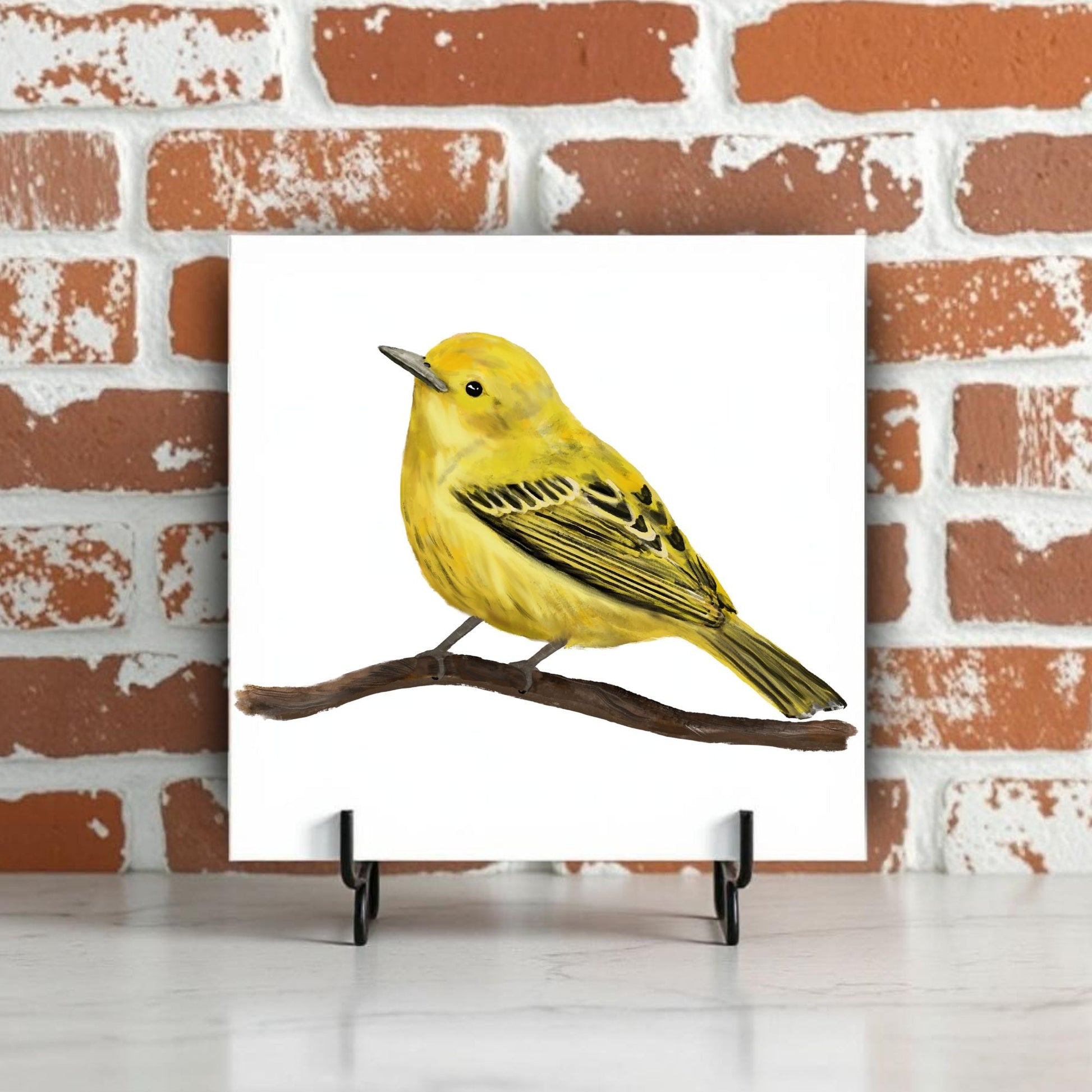 Yellow Warbler Ceramic Tile - MerikaArt