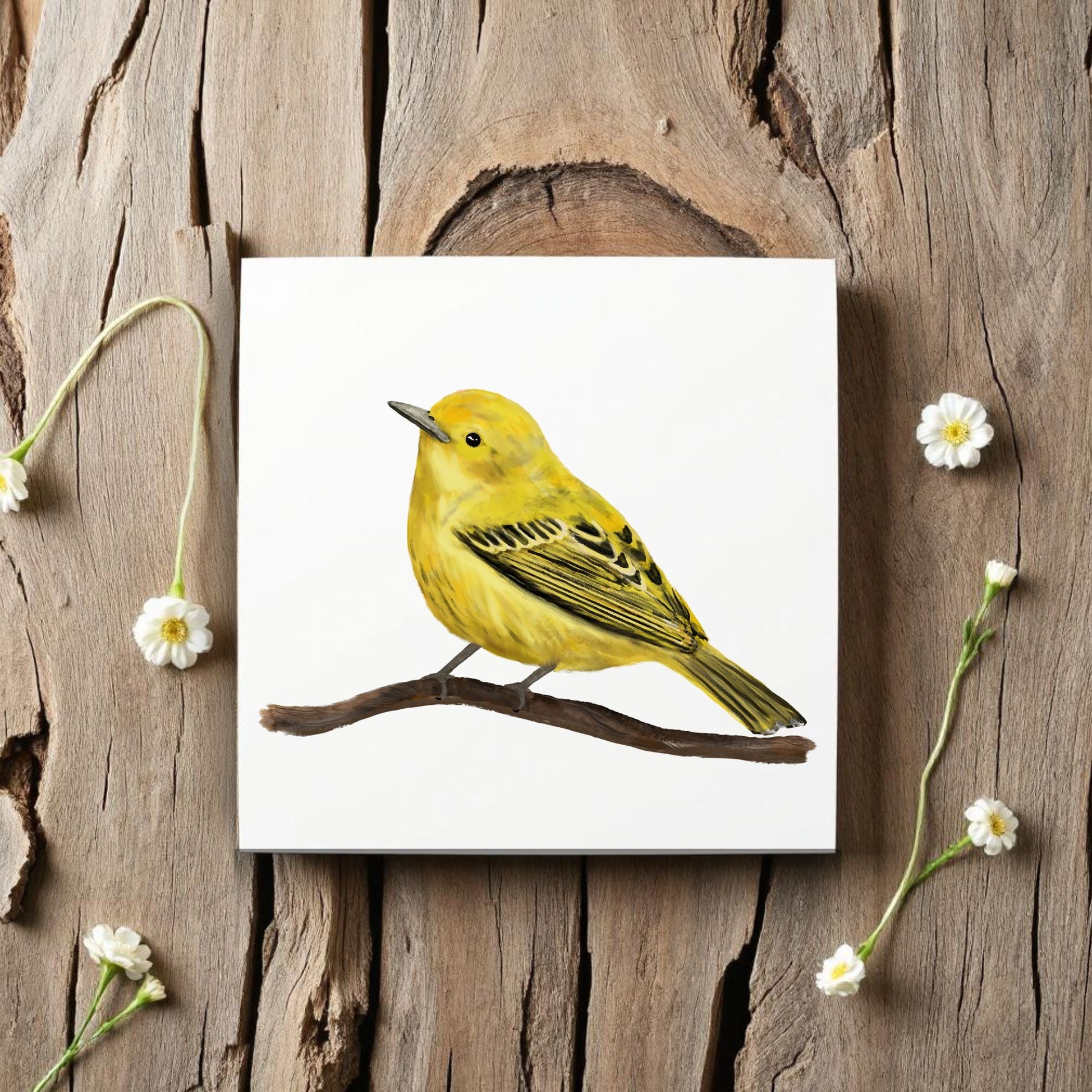 Yellow Warbler Ceramic Tile - MerikaArt