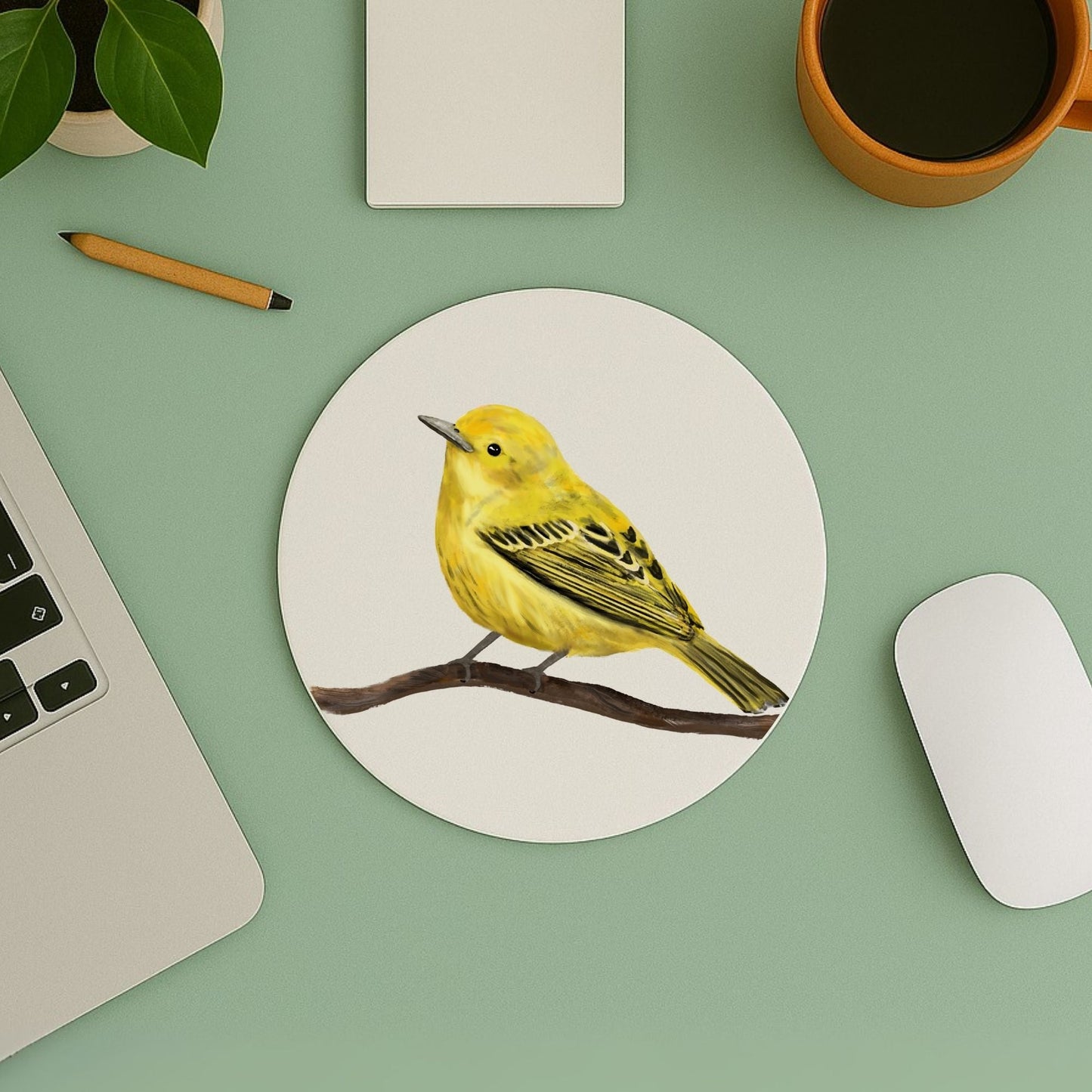 Yellow Warbler Mousepad - MerikaArt