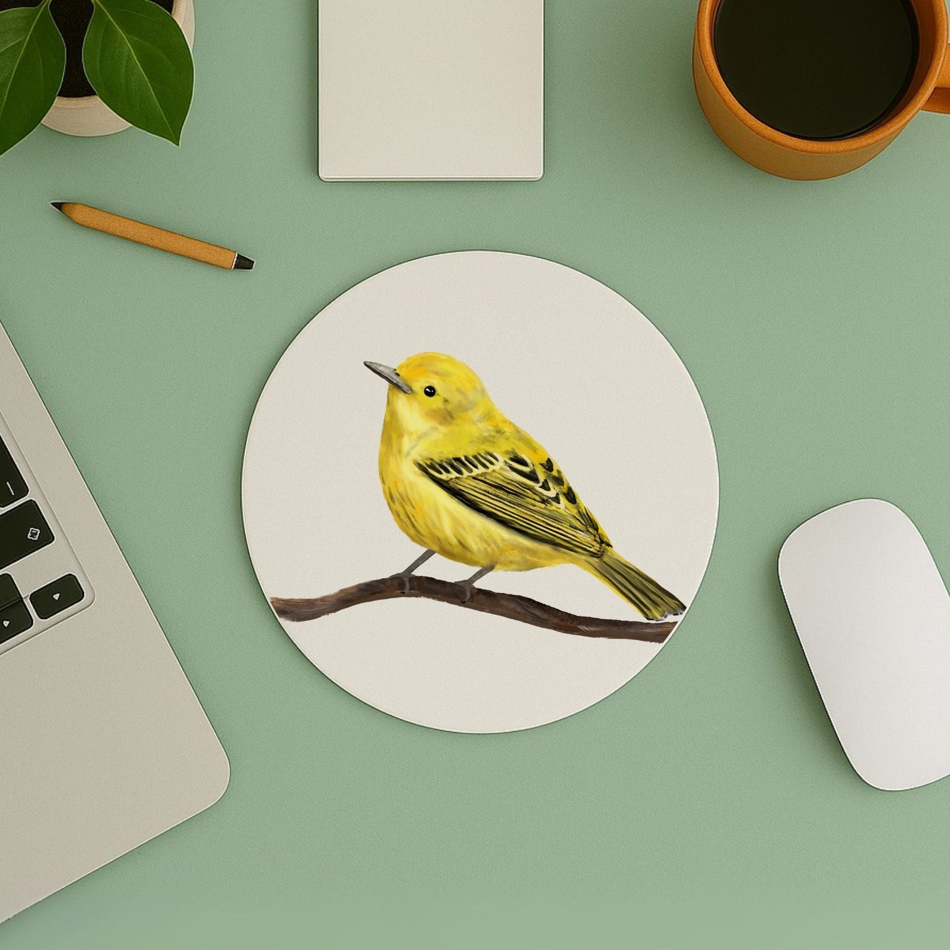 Yellow Warbler Mousepad - MerikaArt