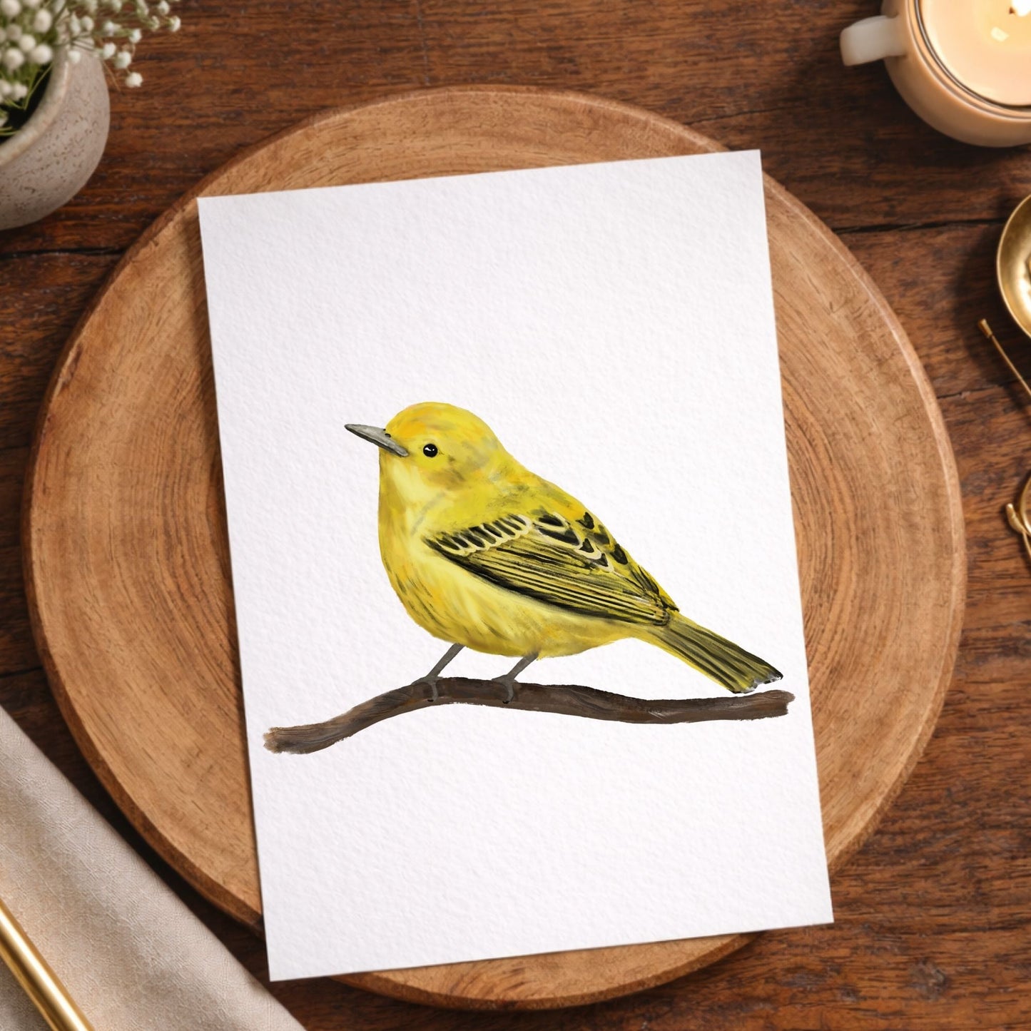 Yellow Warbler Postcard - MerikaArt