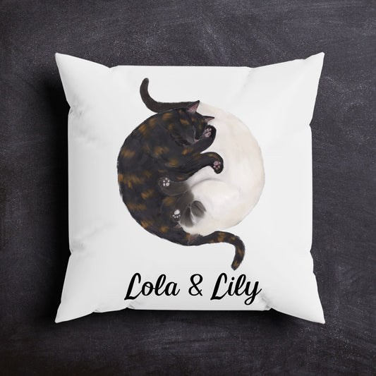 Yin - Yang Cats Pillow - Artistic and Balanced Home Decor - MerikaArt