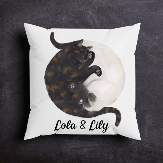 Yin - Yang Cats Pillow - Artistic and Balanced Home Decor - MerikaArt