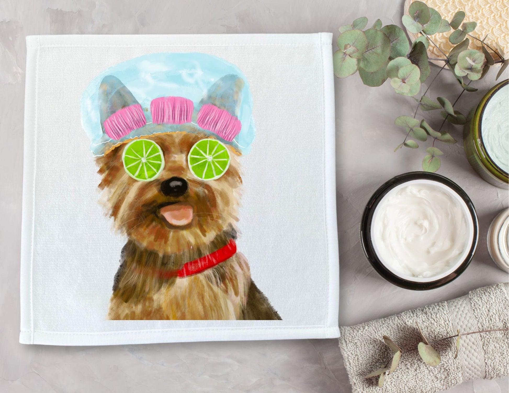 Yorkshire Terrier Spa Day Washcloth - MerikaArt