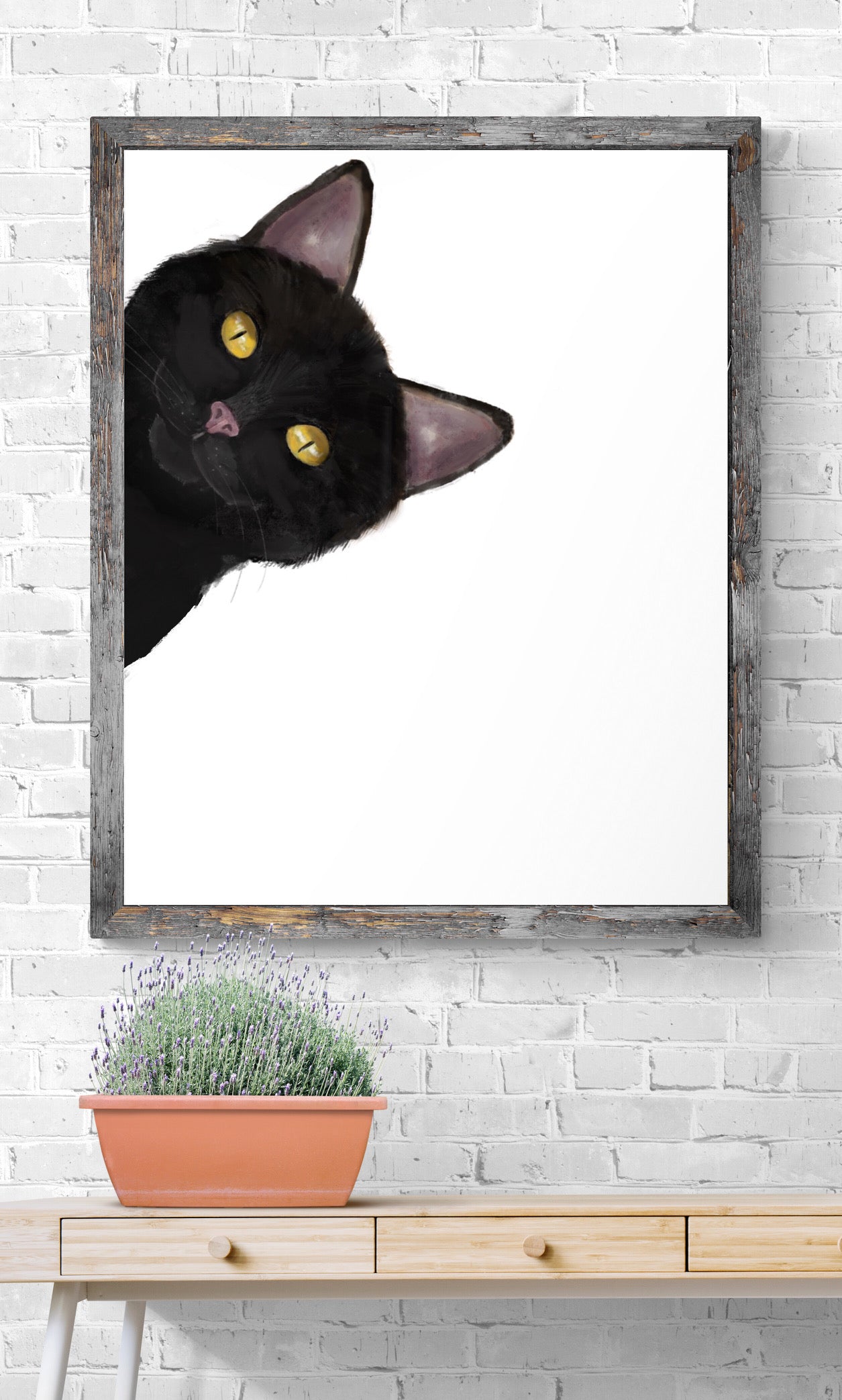 Black Peekaboo Cat Wall Art
