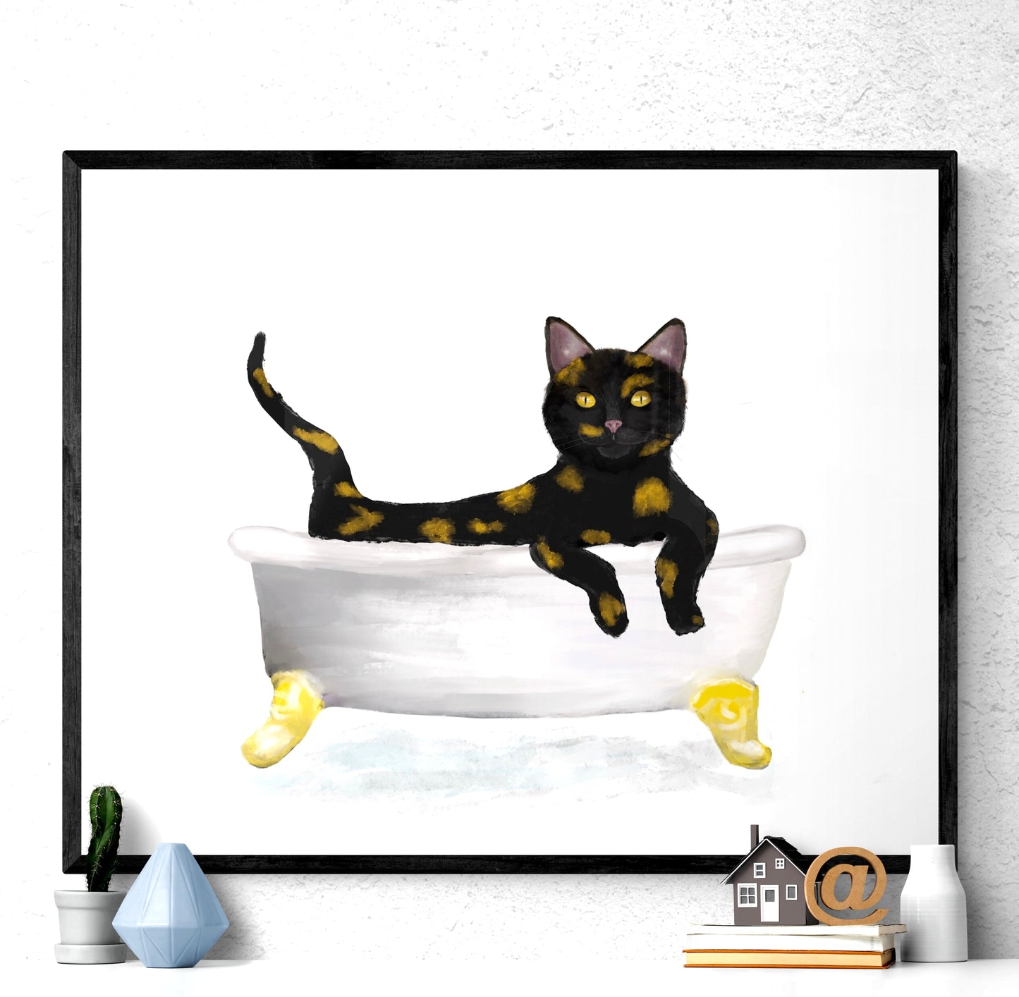 Tortoiseshell Cat Bathing Print