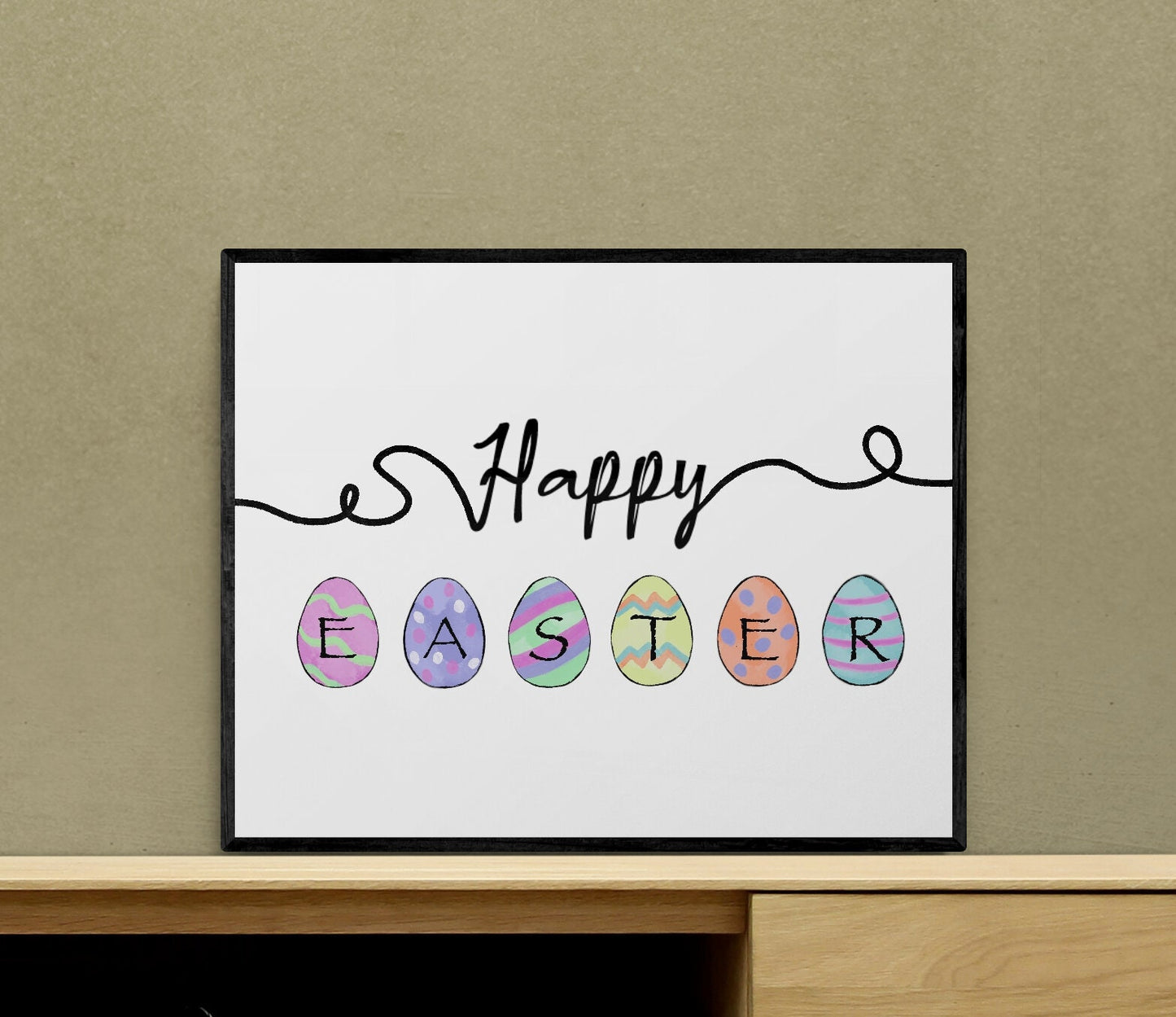 Easter Egg Print, Easter Home Decor, Happy Easter, Easter Wall Art, Holiday Decor, Easter Gift, Easter Bunny Wall Art, Easter Painting