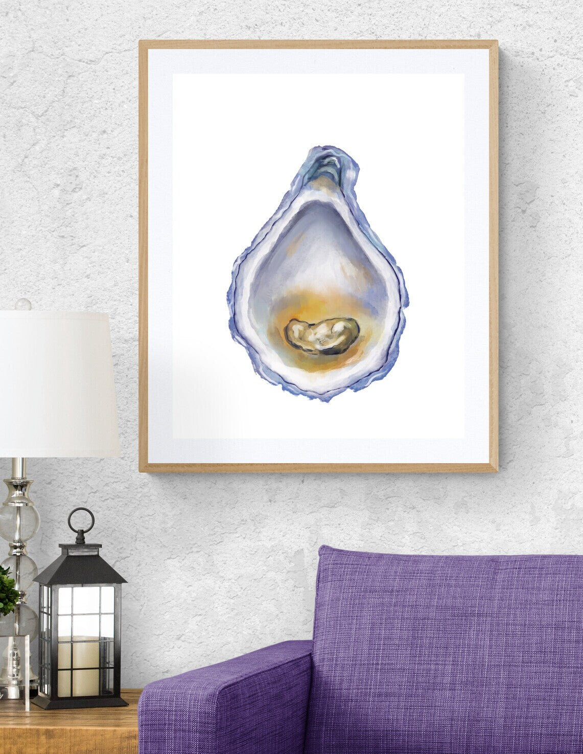 Oyster Print, Oyster Painting, Beach House Decor, Shell Print, Oyster Shell Wall Art, Coastal Decor, Living Room Wall Art no2