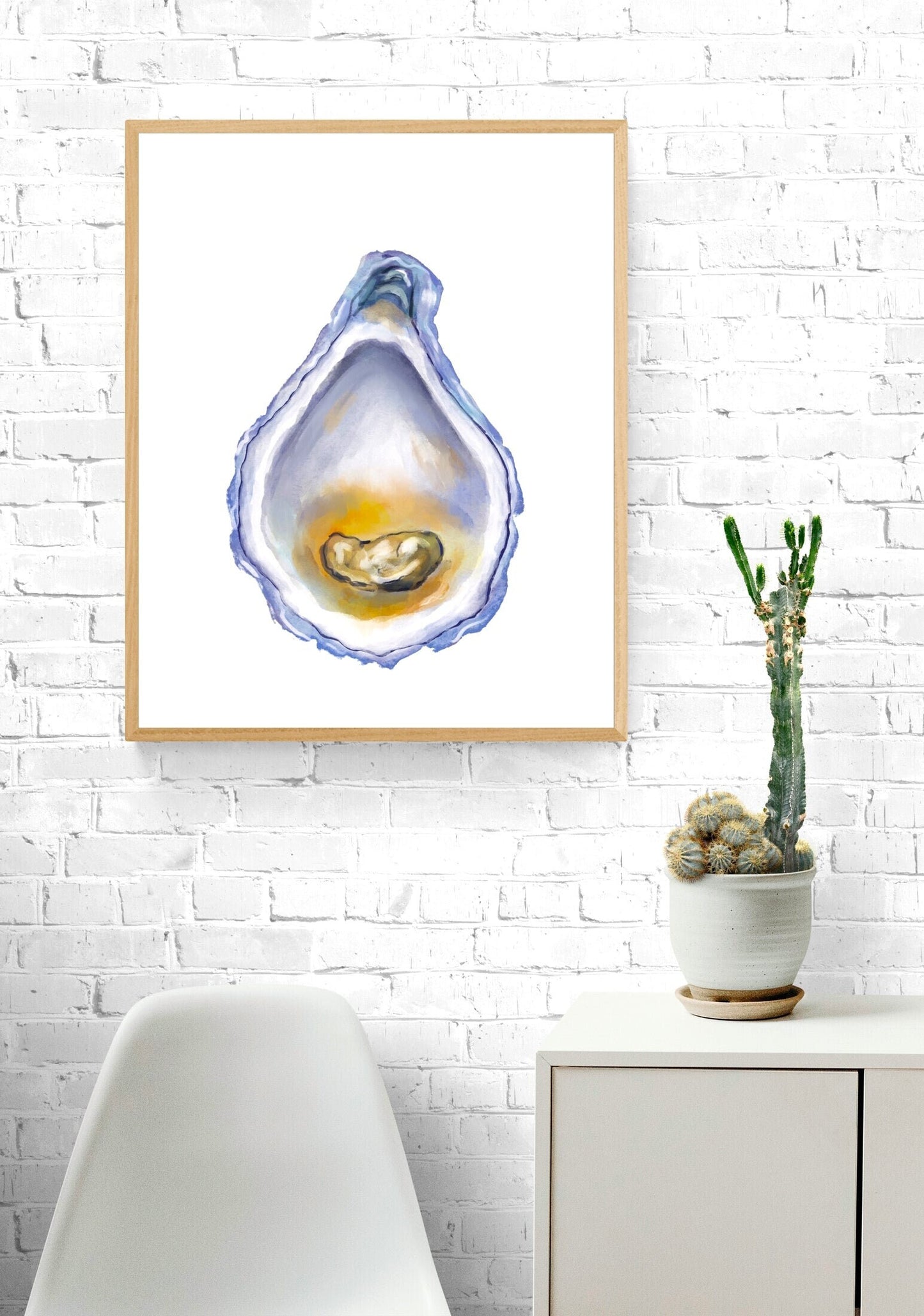 Oyster Print, Oyster Painting, Beach House Decor, Shell Print, Oyster Shell Wall Art, Coastal Decor, Living Room Wall Art no2