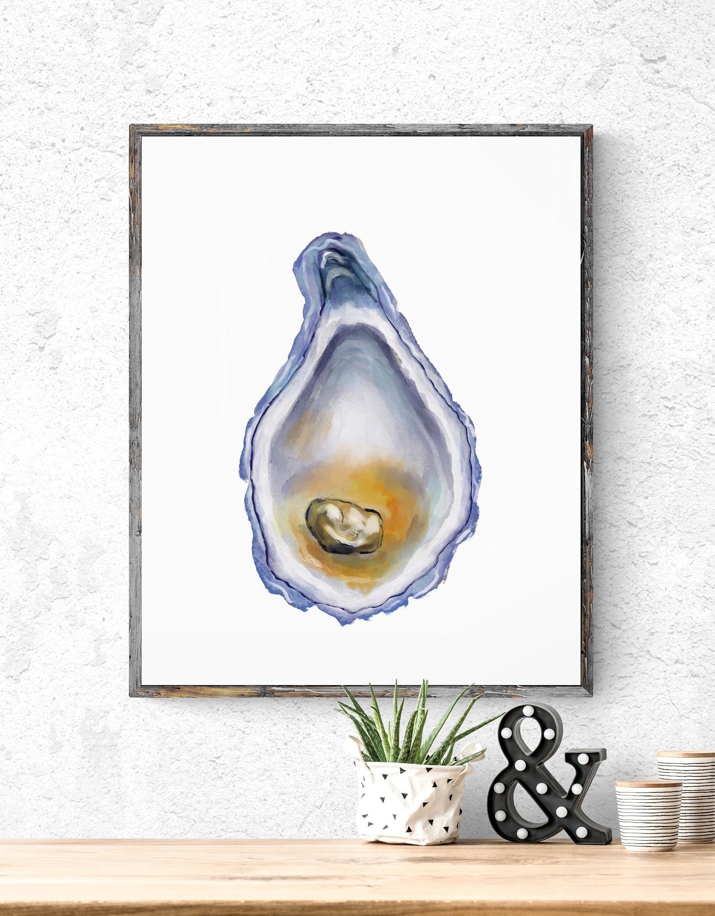 Oyster Print, Oyster Painting, Beach House Decor, Shell Print, Oyster Shell Wall Art, Coastal Decor, Living Room Wall Art