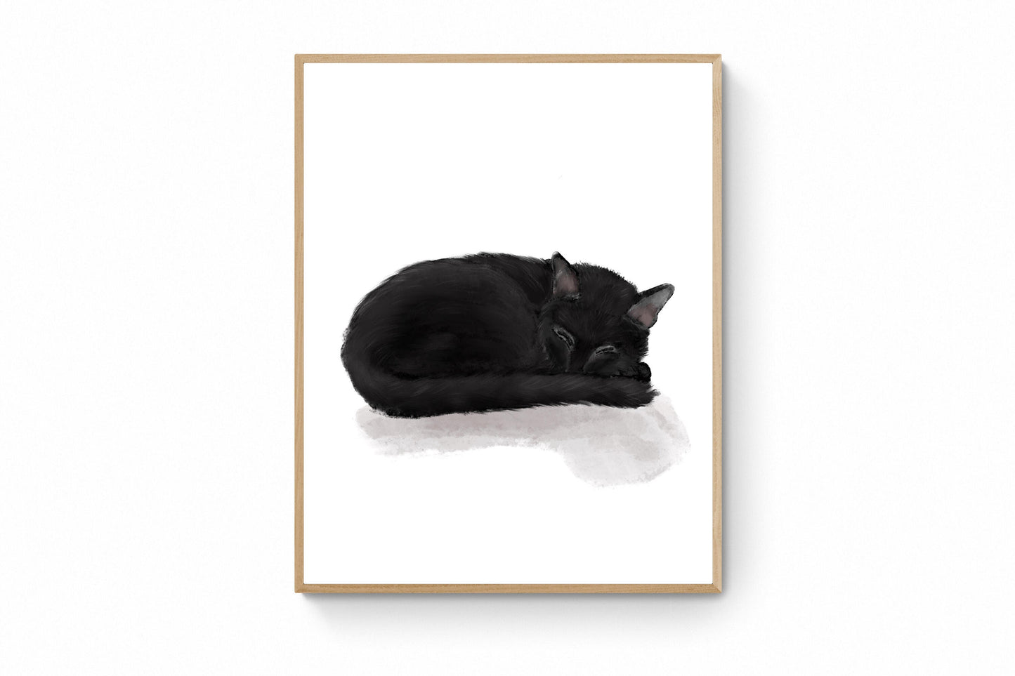Sleeping Black Cat Print