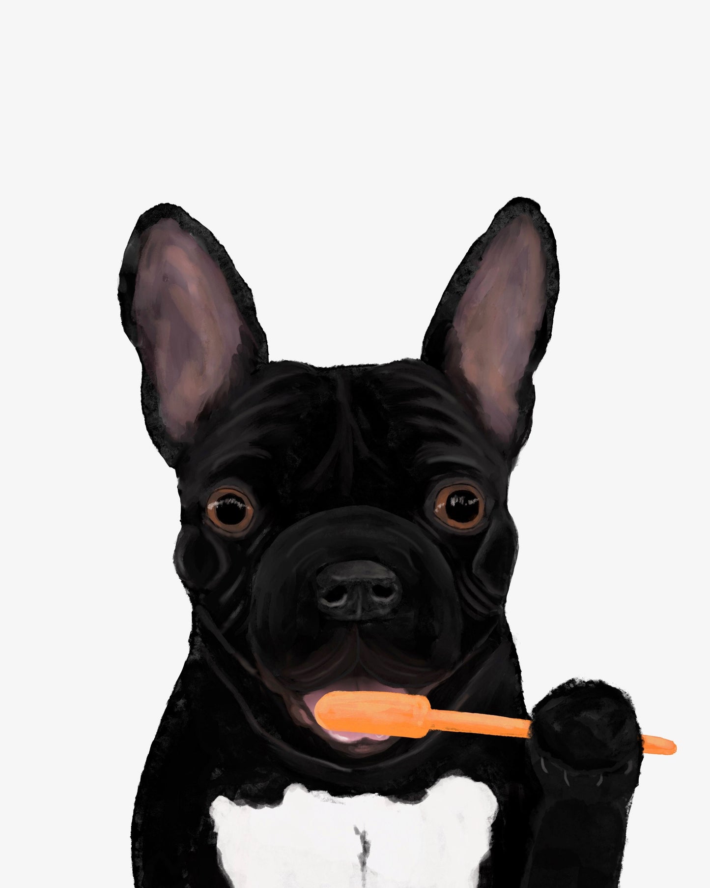 French Bulldog Brushing Teeth Print