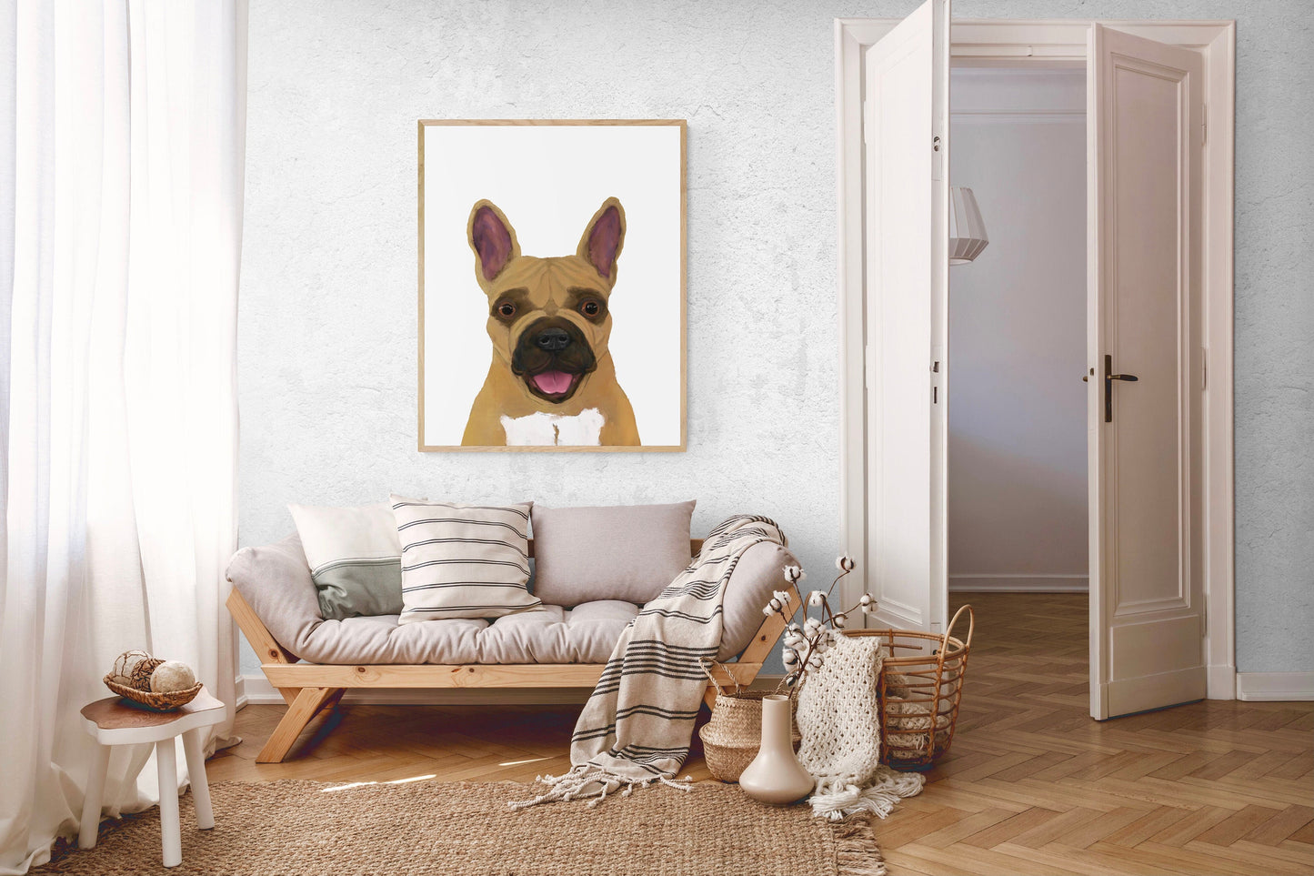 French Bulldog Print, French Bulldog Painting, Bulldog Art, Brown Dog Print, Living Room Wall Art, Bedroom Wall Print, Puppy Home Decor