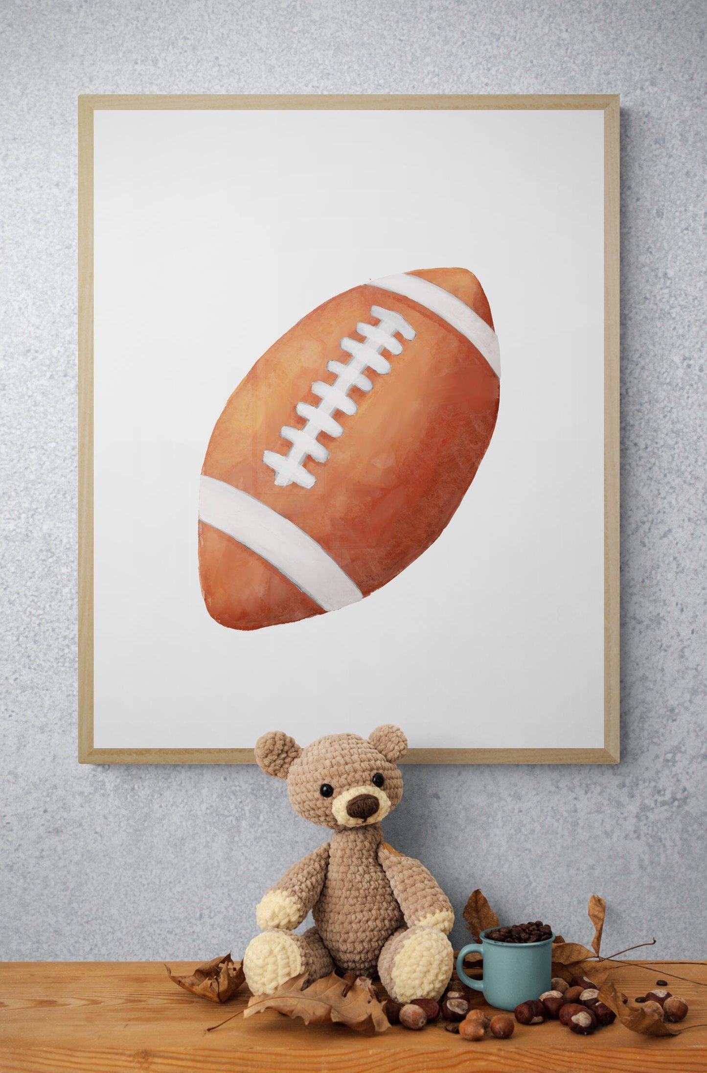 American Football Print, Sport Painting, Boys Room Wall Art, Boys Room Gift, Kids Wall Art, Nursery Decor, Sports Lover Drawing