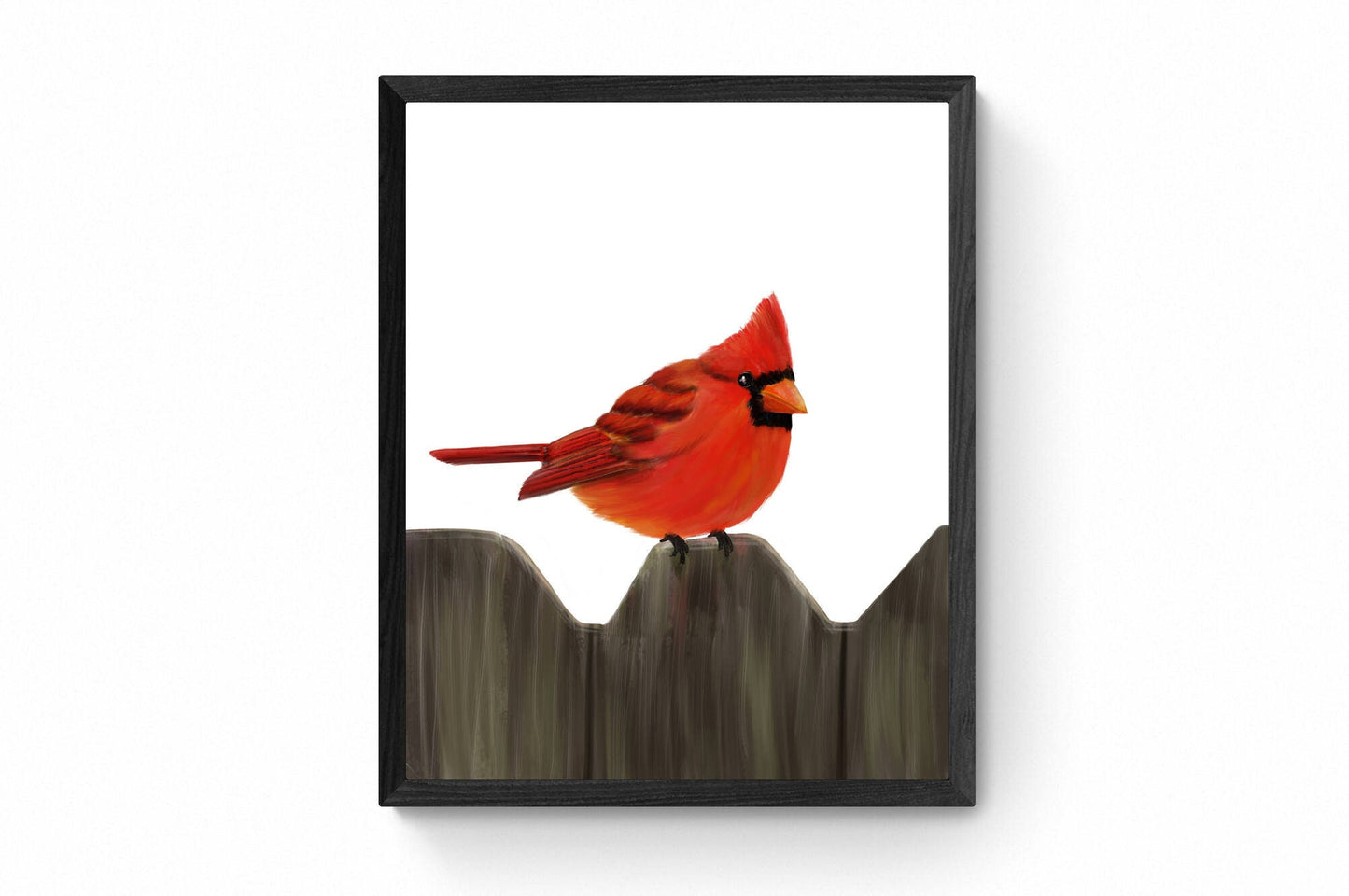 Original Northern Cardinal Print, Red Bird Painting, Wildlife drawing, Cardinal Holiday Print, Living Room Wall Art, Winter Wall Artwork
