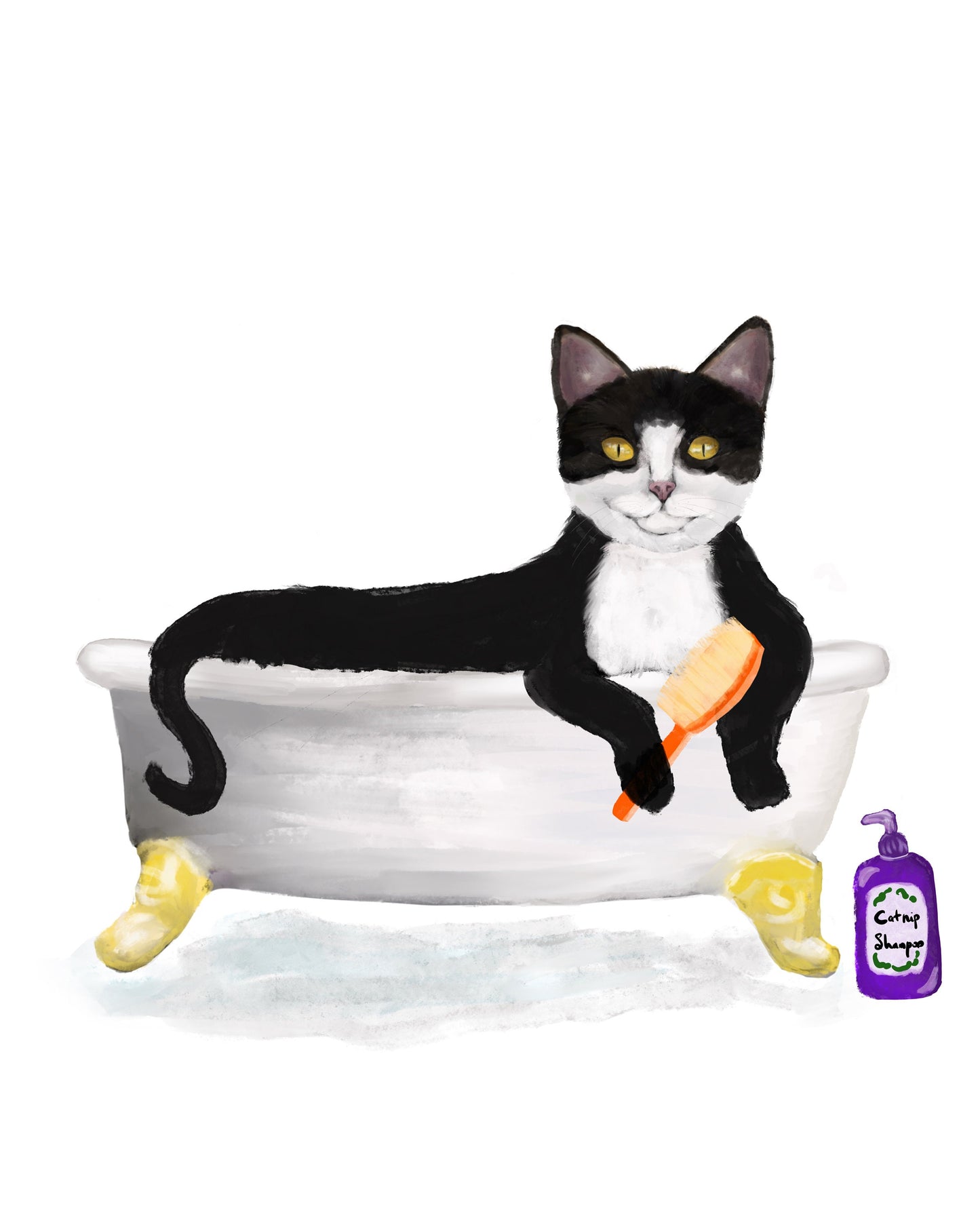 Set of 5 Tuxedo Cat Bathroom Wall Art, Bathroom Wall Decor Set, Cute Black and White Cat In Bath Art, Cat On Toilet Print, Cat Lover Gift