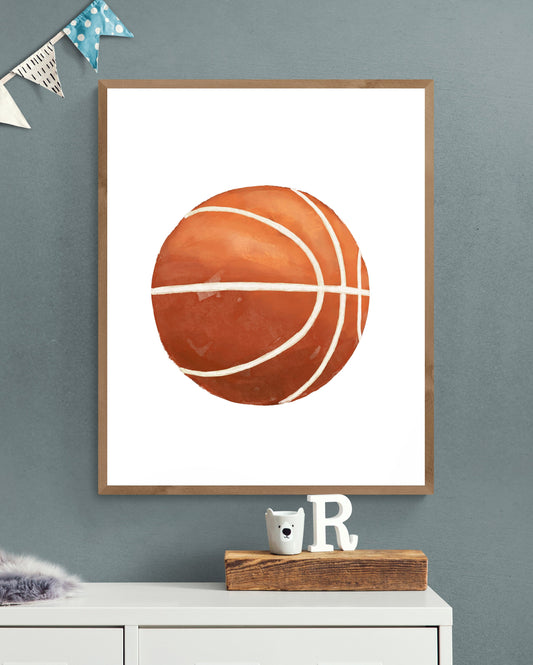 Basketball Print, Sport Painting, Boys Room Wall Art, Girls Room Print, Boys Room Gift, Kids Wall Art, Nursery Decor, Sports Lover Drawing