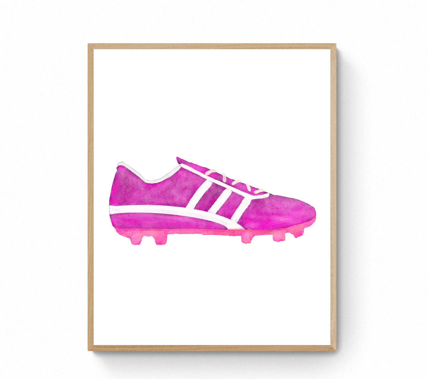Pink Soccer Shoes Print, Sport Painting, Girls Room Wall Art, Gift for Kids, Soccer Cleats, Nursery Decor, Sports Lover Drawing
