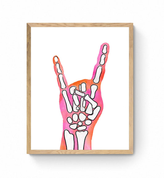 Halloween Peace Sign Painting, Pink an Orange Peace Sign Artwork, Holiday Wall Art, Skeleton Hand Peace Sign, Fall Painting