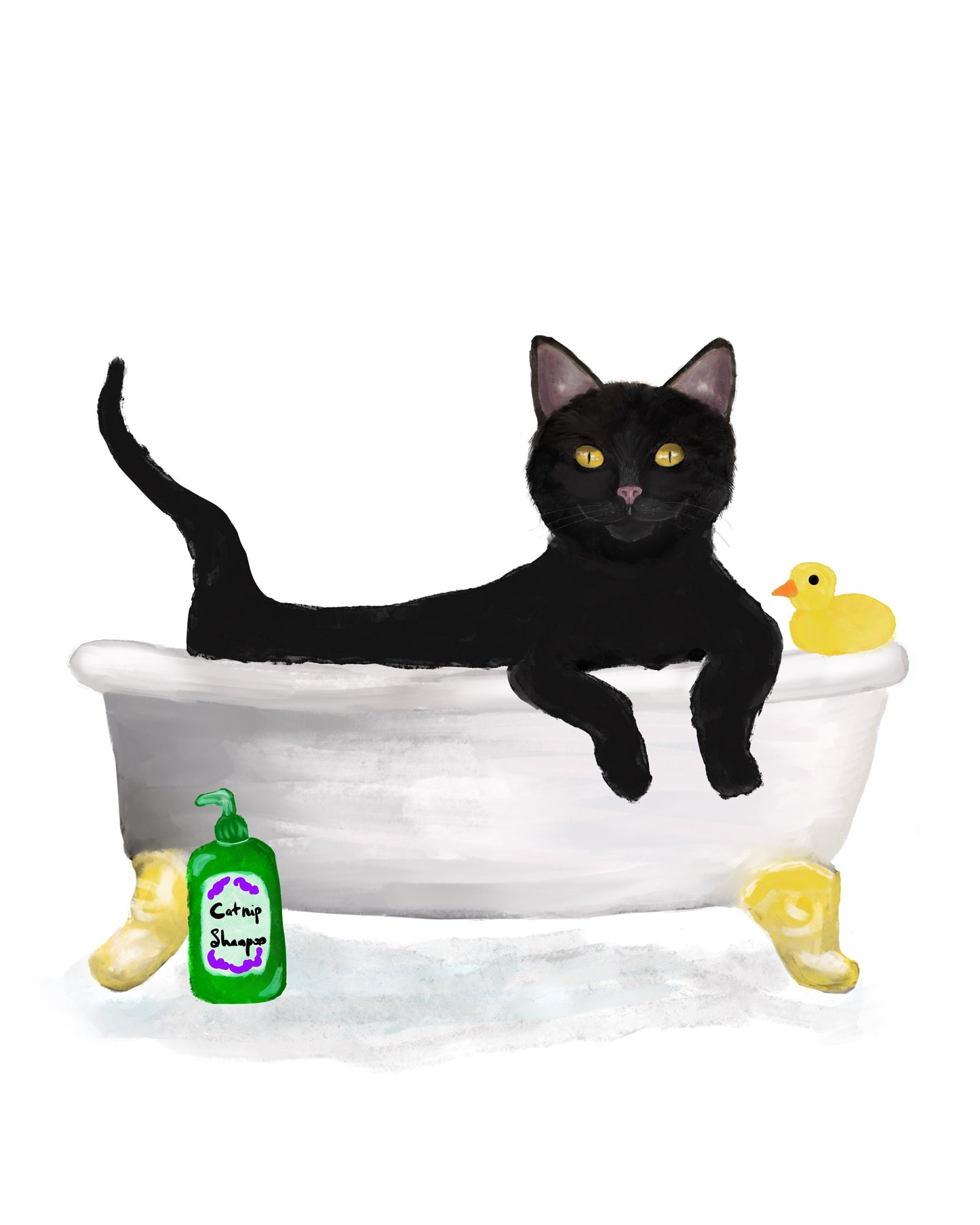 Set of 6 Black Cat Bathroom Wall Art, Bathroom Wall Decor Set, Cute Black Cat In Bath Artwork, Cat On Toilet Print, Cat Lover Gift
