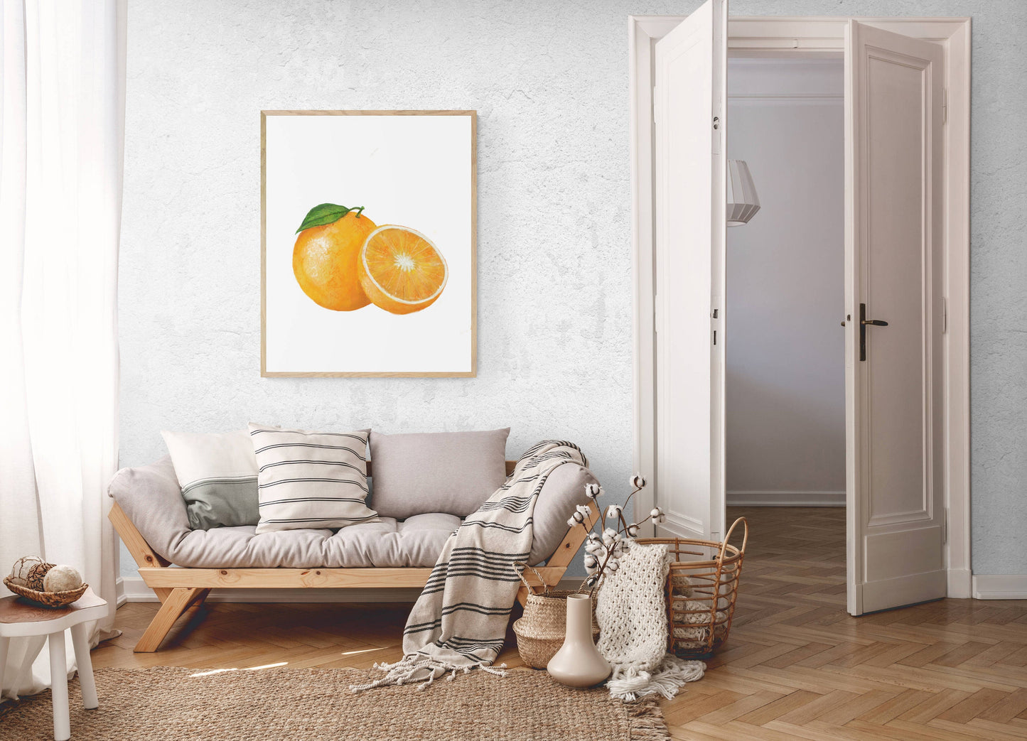 Orange Art Print, Fresh Orange Wall Art, Kitchen Wall Hanging, Dining Room Decor, Citrus Painting, Fruit Illustration, Farmhouse Wall Decor