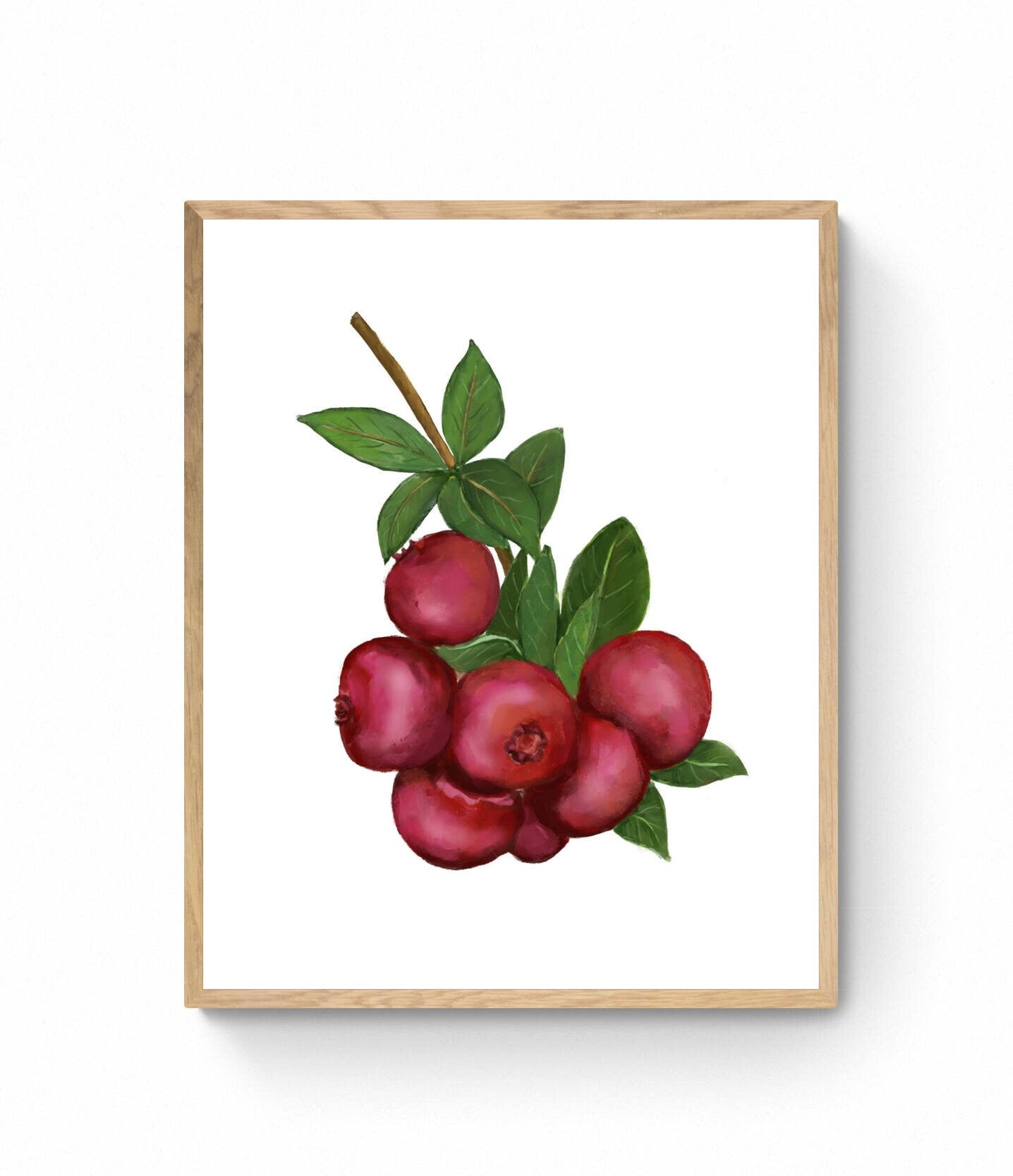 Cranberry Art Print, Cranberry Wall Art, Kitchen Wall Hanging, Dining Room Decor, Berry Painting, Fruit Illustration, Farmhouse Wall Decor