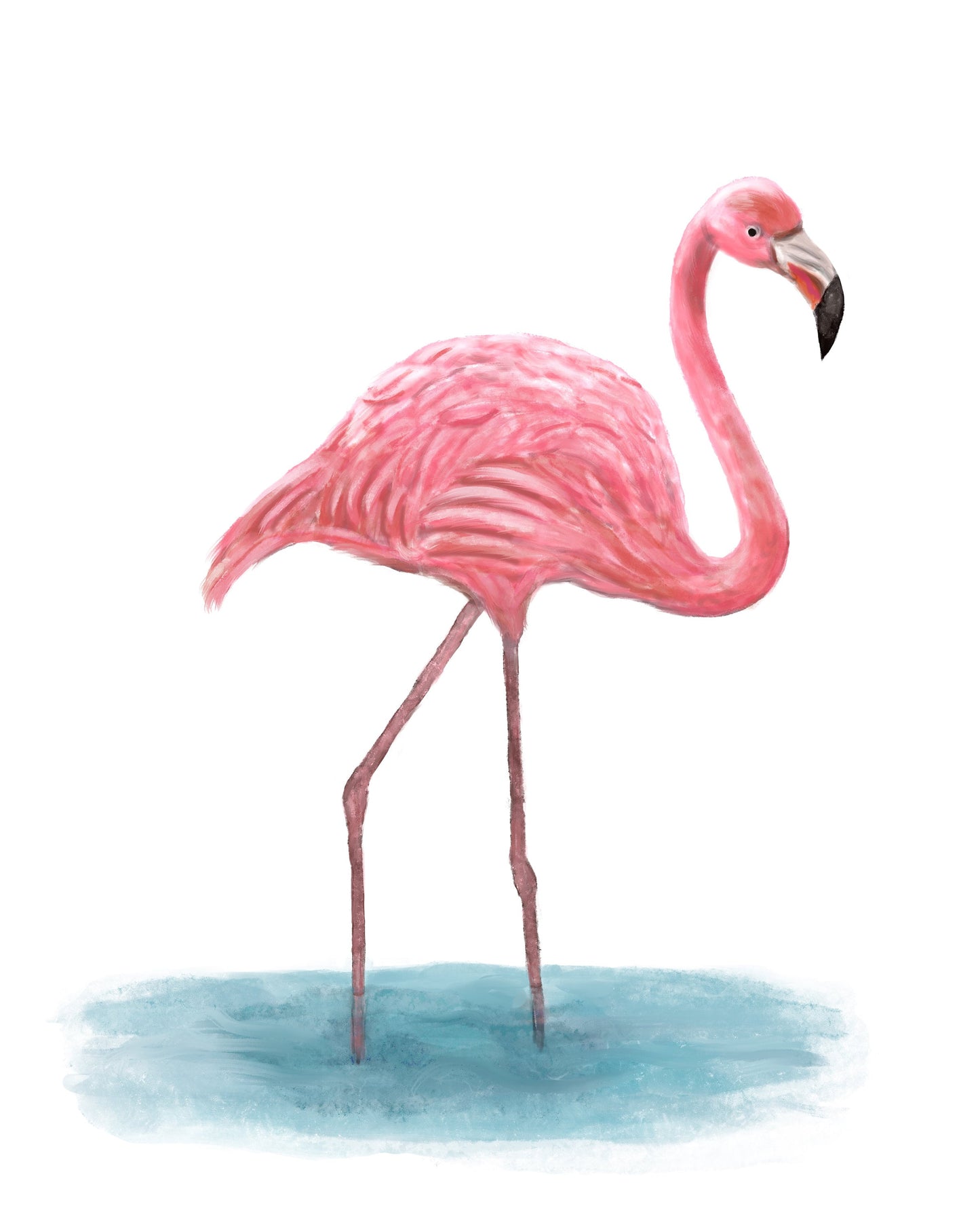 Pink Flamingo Bird Print, Flamingo Painting, Flamingo Bird Print, Beach House Wall Art, Living Room Wall Art, Pink Flamingo Art Print