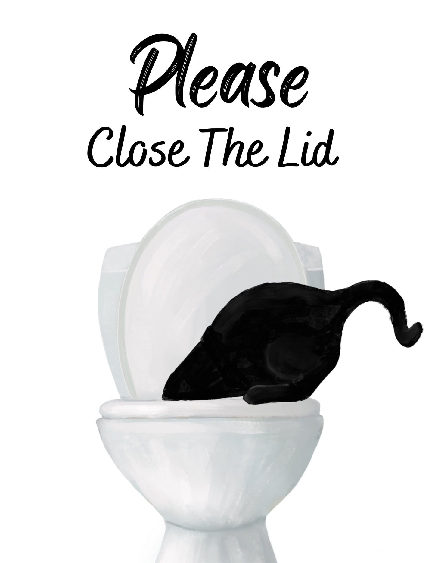 Black Cat Drinking Water From Toilet Sign, Fat Black Cat Print, Bathroom Decor, Bathroom Cat Painting, Kitty Licking Water From Toilet Art,