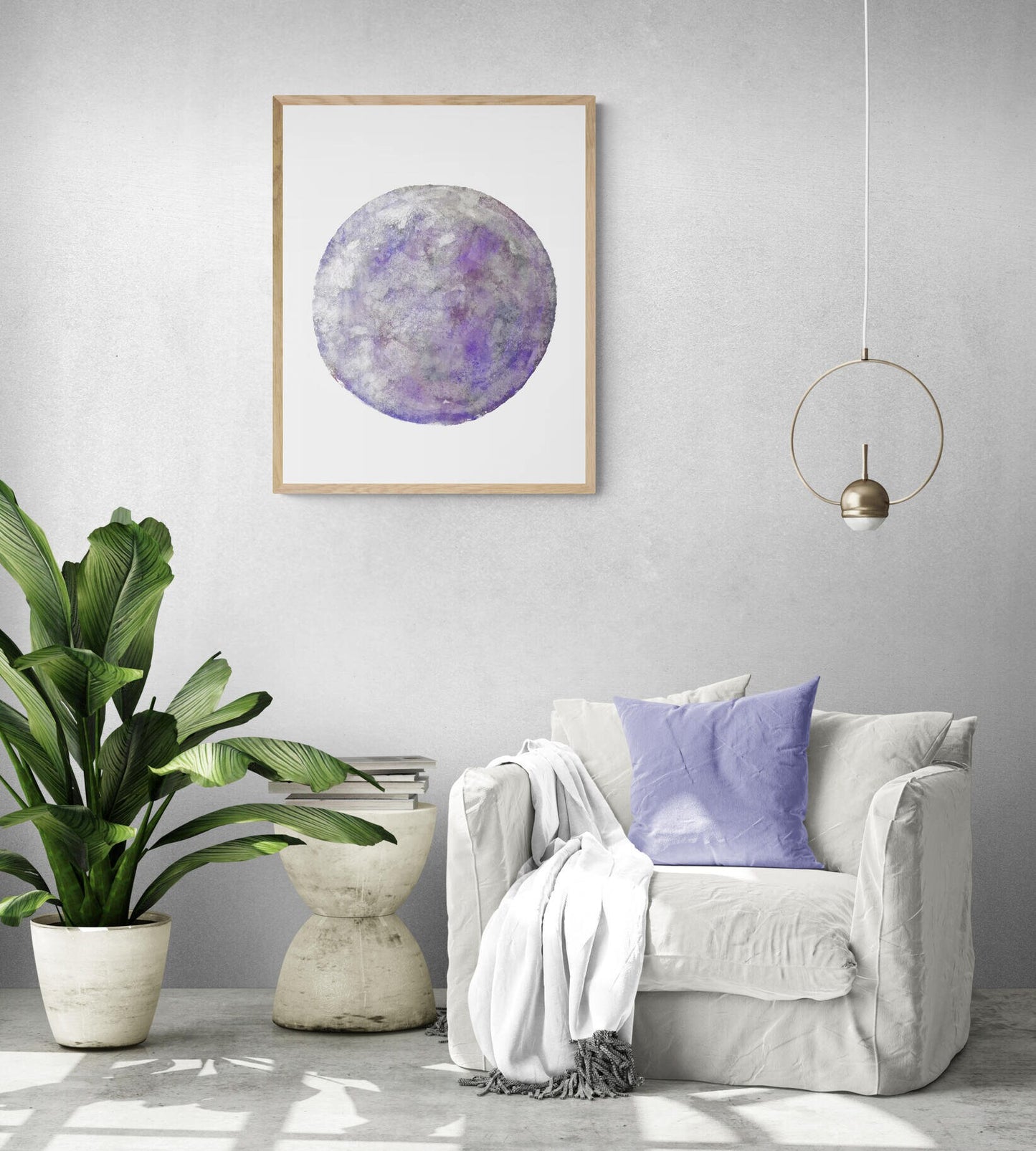 Full Moon Print, Purple Gray Moon Poster, Galaxy Artwork, Home Wall Decor, Modern Bedroom Wall Decor, Lunar phase, Space Art