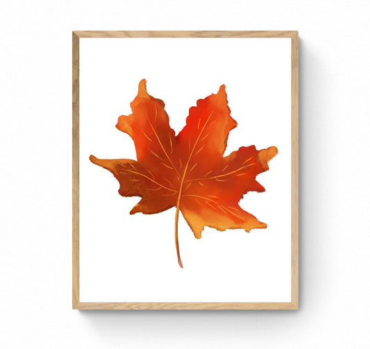 Fall Leaves Print, Autumn Painting, Fall Decor, Living Room Home Art, Holiday Wall Art, Leaf Illustration, Housewarming Gift