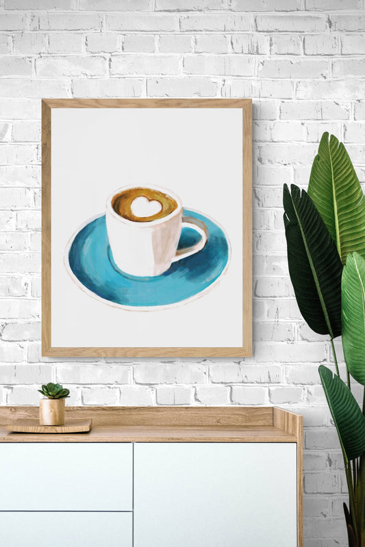 Coffee Print, Kitchen Painting, Fall Decor, Living Room Home Art, Holiday Wall Art, Coffee Illustration, Housewarming Gift