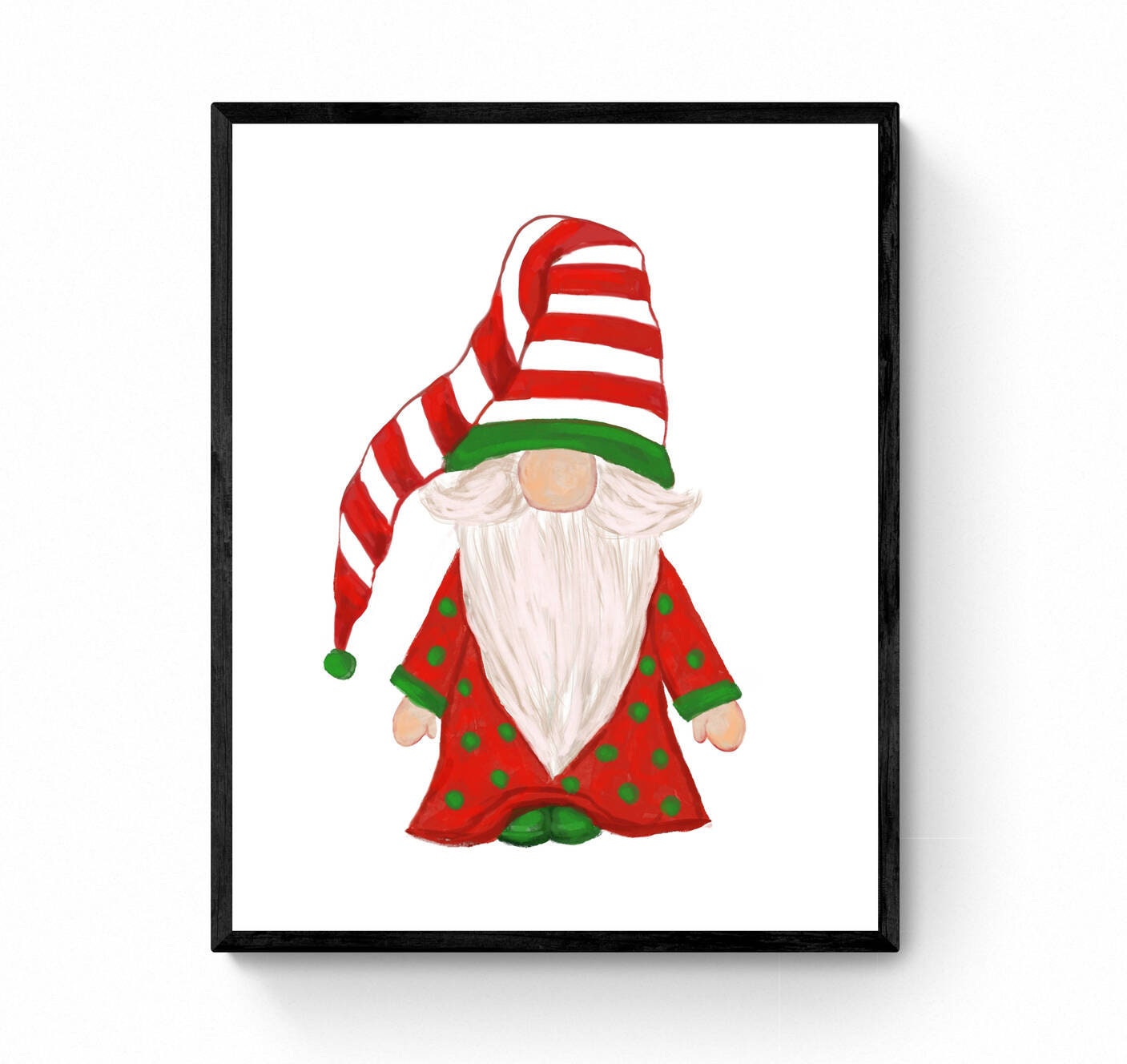 Christmas Gnome Print, Winter Christmas Art, Gnome Gift, New Years Art, Winter Home Decor, Xmas Gnome, Bird Portrait