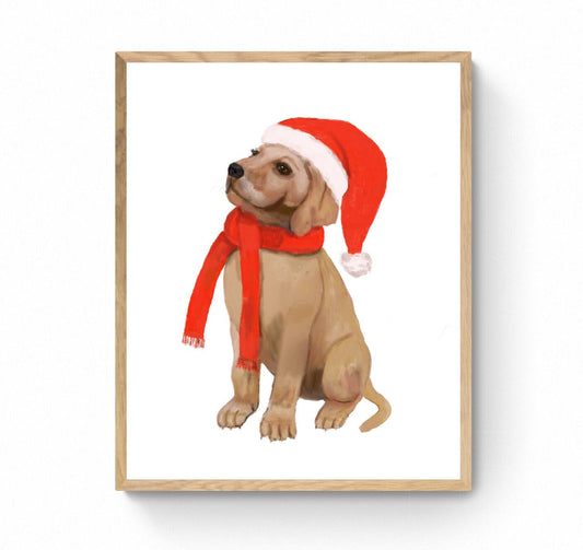Christmas Labrador Print, Winter Dog Christmas Art, Labrador Gift, New Years Dog Art, Winter Home Decor, Christmas Animals, Puppy Portrait