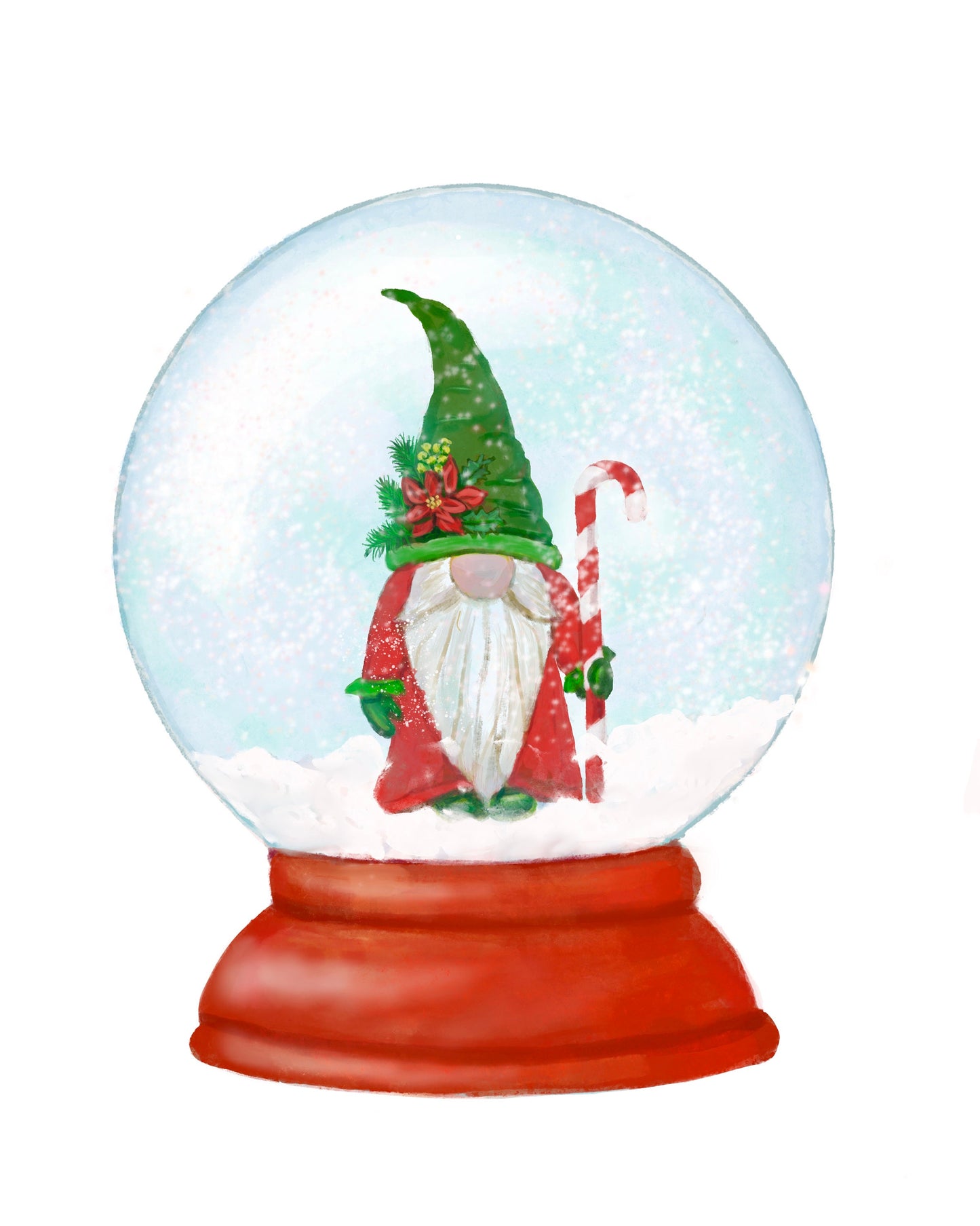 Christmas Gnome Snow Globe Print, Winter Christmas Art, Gnome Gift, New Years Art, Winter Home Decor, Xmas Snow Globe, Unique Wall Art